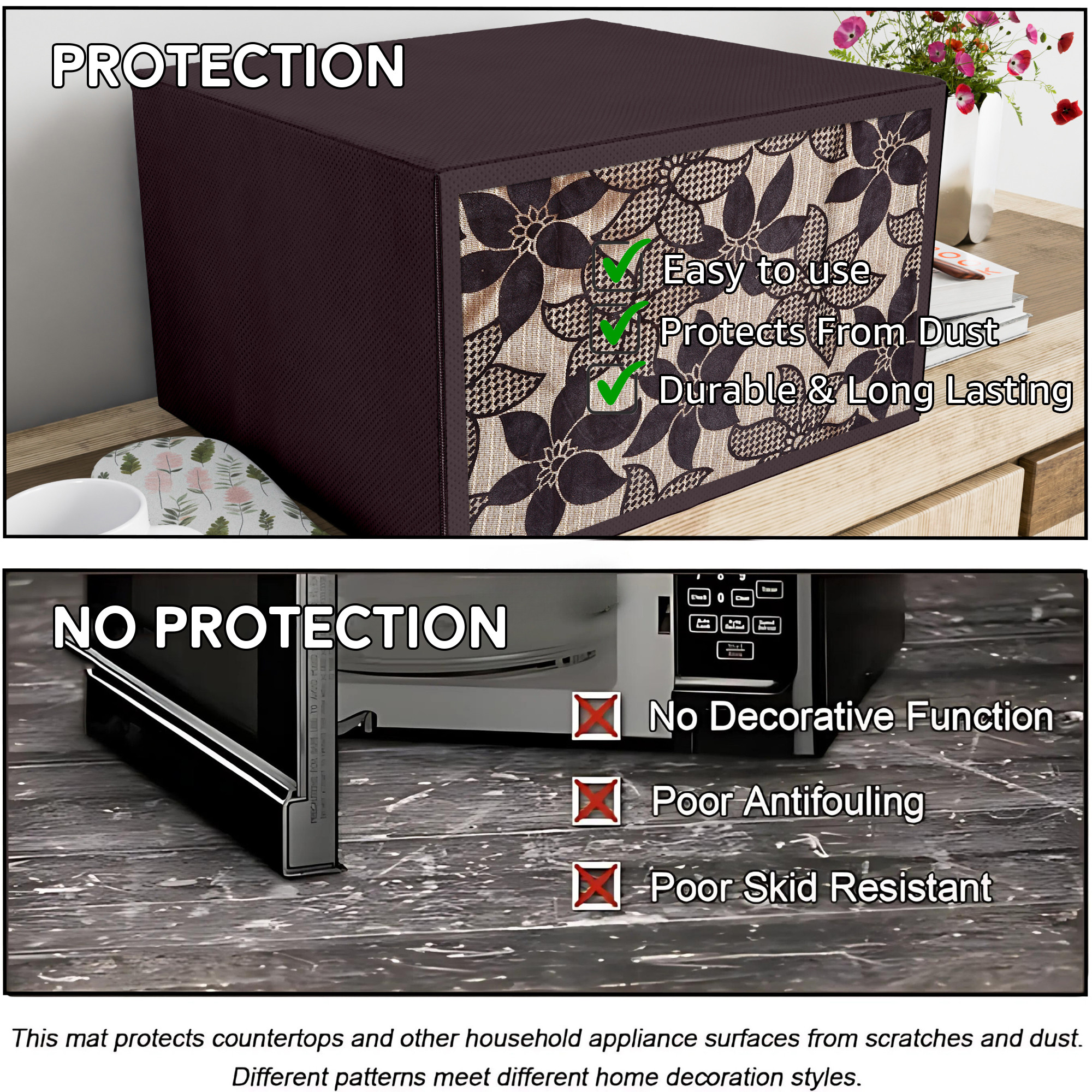Kuber Industries 23 Ltr Dustproof Full Microwave Cover with Zip  Convection OTG Oven  Accessories Kitchen Decor  Flower Print - Brown