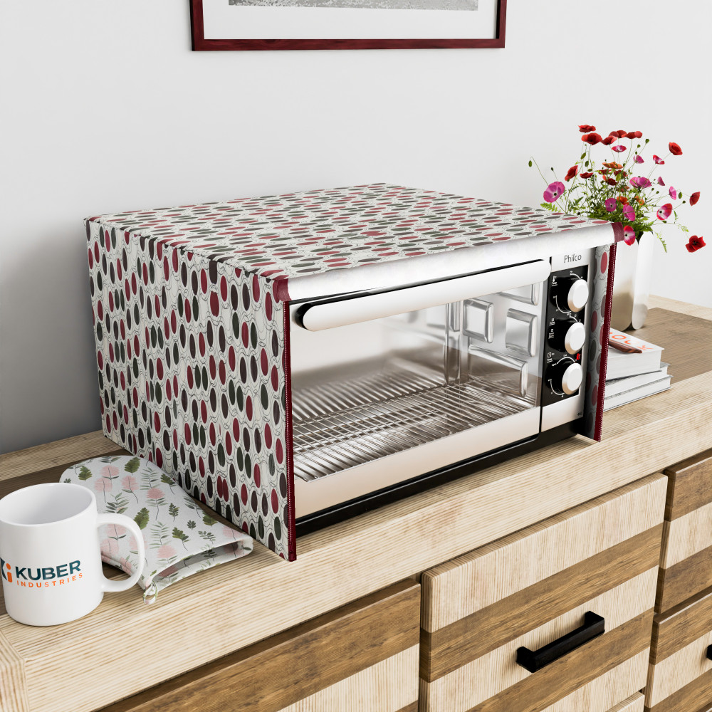 Image of Kuber Industries 23 Ltr Dustproof Full Microwave Cover with Zip | Convection OTG Oven &amp; Accessories Kitchen Decor | Polka Dots - Multicolor