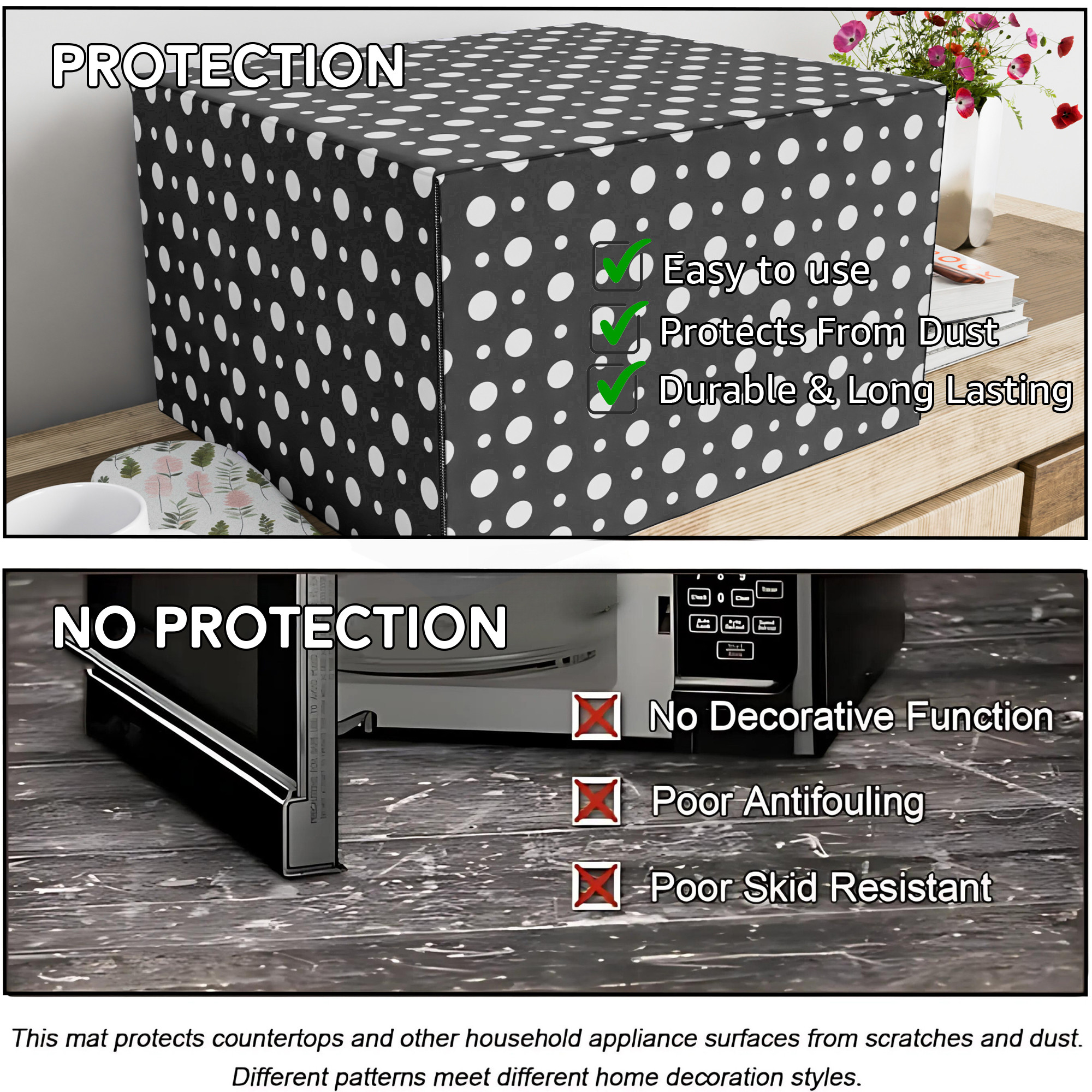Kuber Industries 23 Ltr Dustproof Full Microwave Cover with Zip  Convection OTG Oven  Accessories Kitchen Decor  Polka Dots - White  Dark Grey