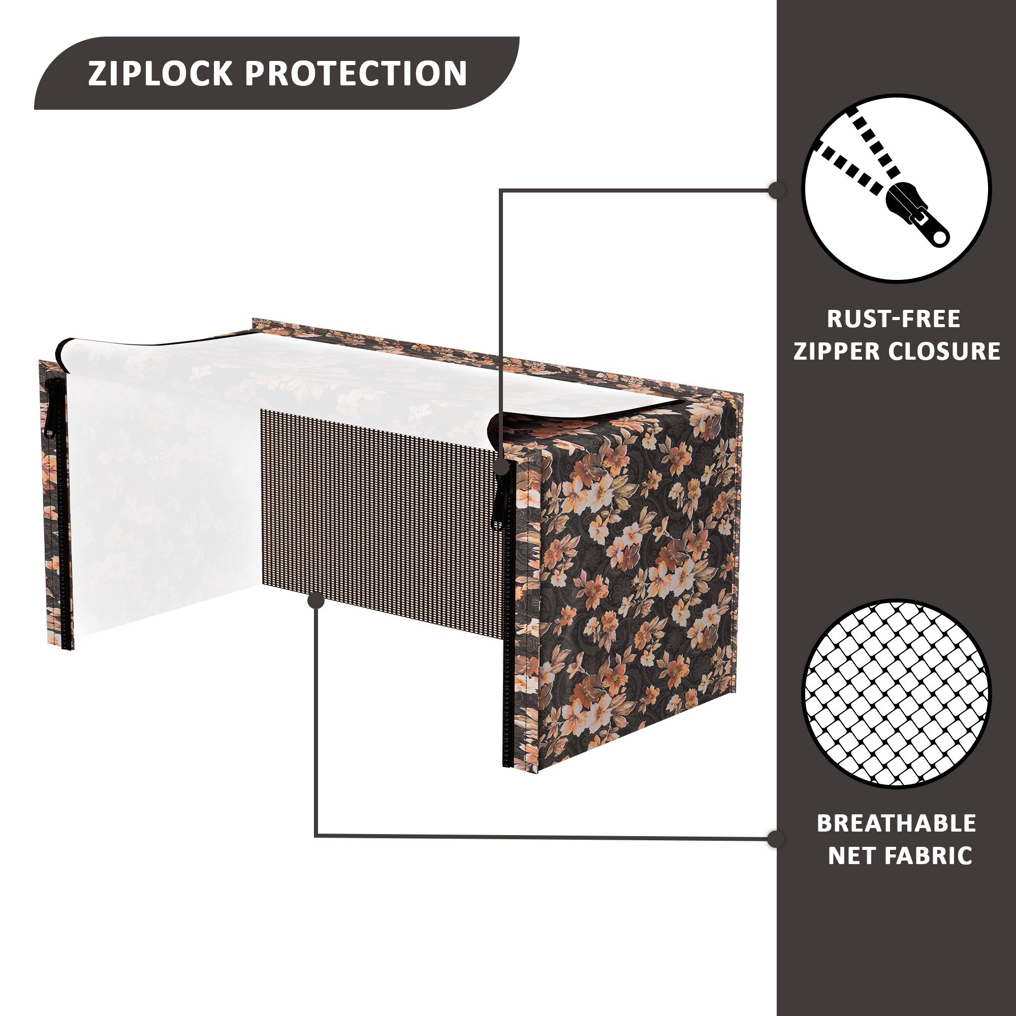 Kuber Industries 23L PVC Dustproof  Spill Resistant Microwave Cover with Ventillation Mesh  Durable Convection  Oven OTG CoversAccessories for Home Decor  Multi Floral-GreyBrown