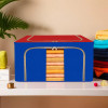 24 Liter Clothes Storage Box | Foldable Steel Frame Clothes Organizer | Storage Box For Wardrobe-Saree-Shirts And Blankets | Underbed Storage Bag | Red & Blue