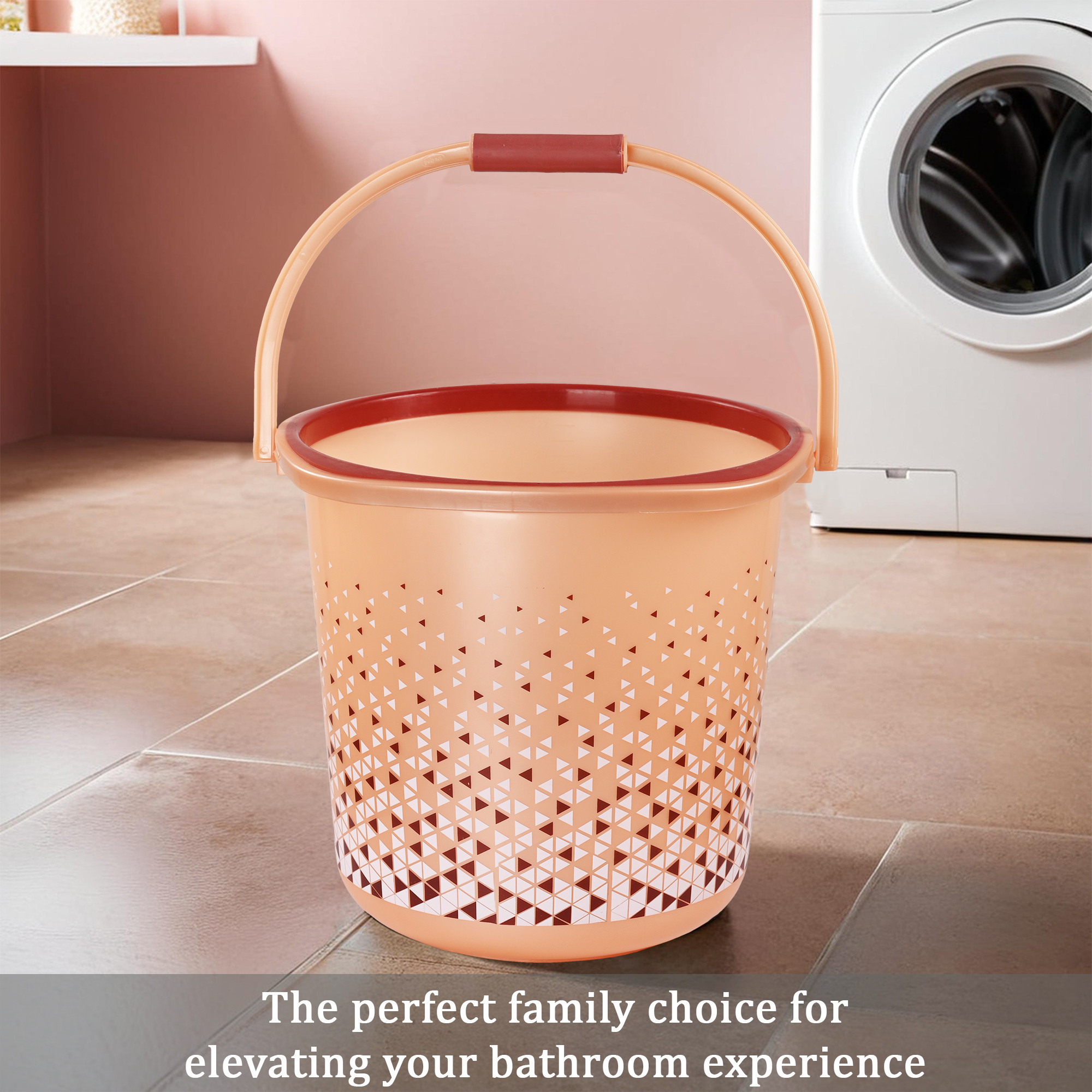Kuber Industries 24 Litres Water Bucket for Washing Clothes with Handle  Bathing Balti for Bathroom  Water Storage Container - Essential for Household Chores  Tined- Brown