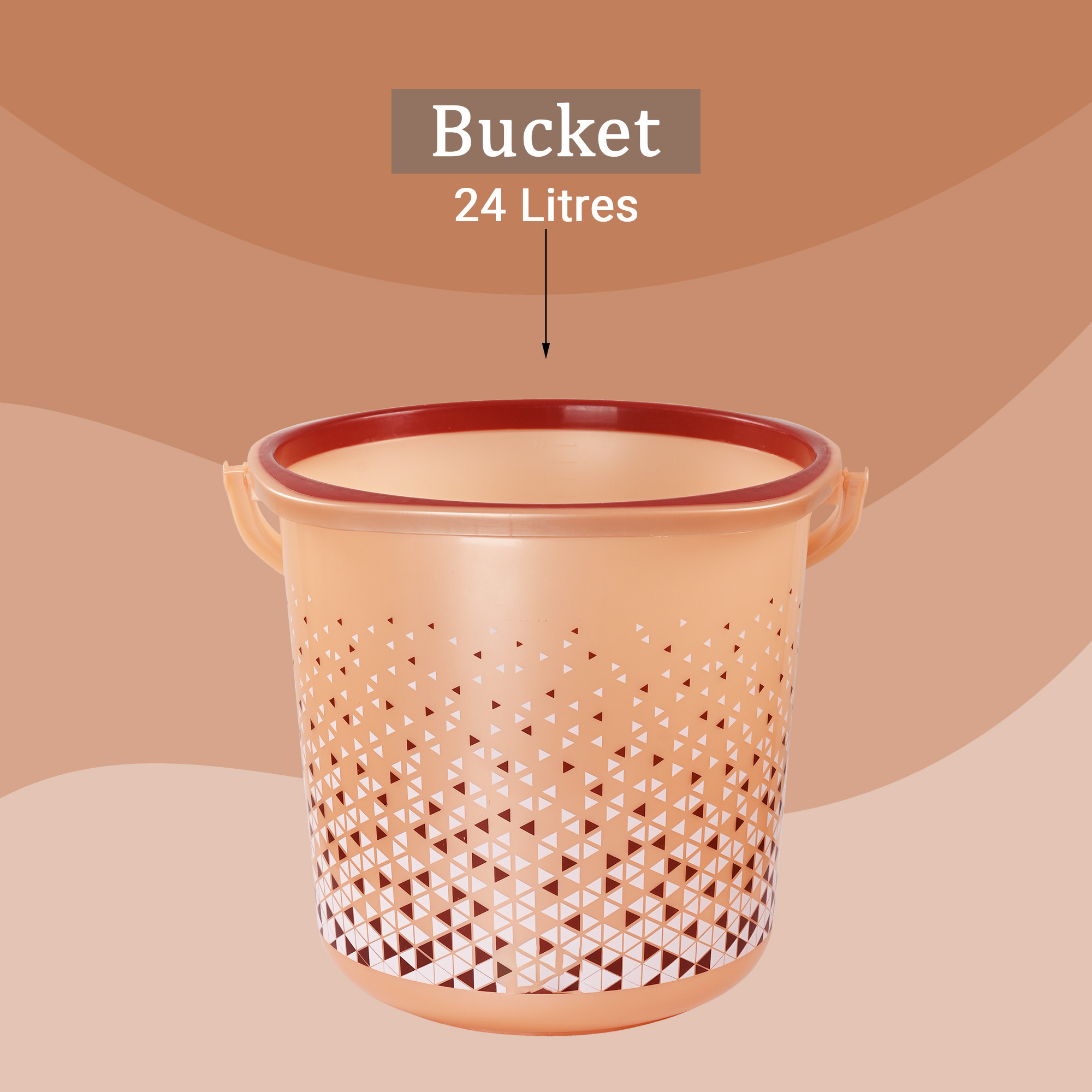 Kuber Industries 24 Litres Water Bucket for Washing Clothes with Handle  Bathing Balti for Bathroom  Water Storage Container - Essential for Household Chores  Tined- Brown