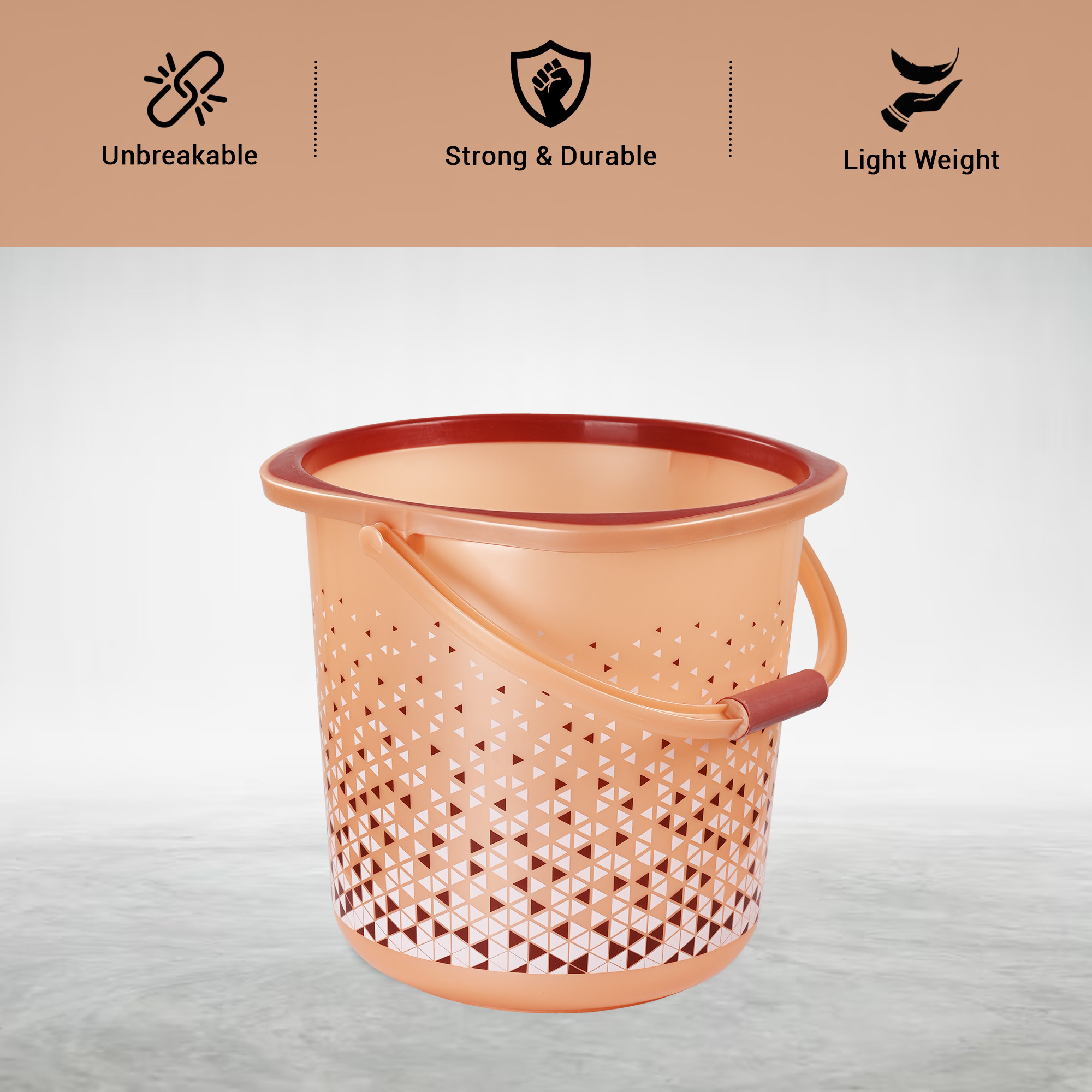 Kuber Industries 24 Litres Water Bucket for Washing Clothes with Handle  Bathing Balti for Bathroom  Water Storage Container - Essential for Household Chores  Tined- Brown