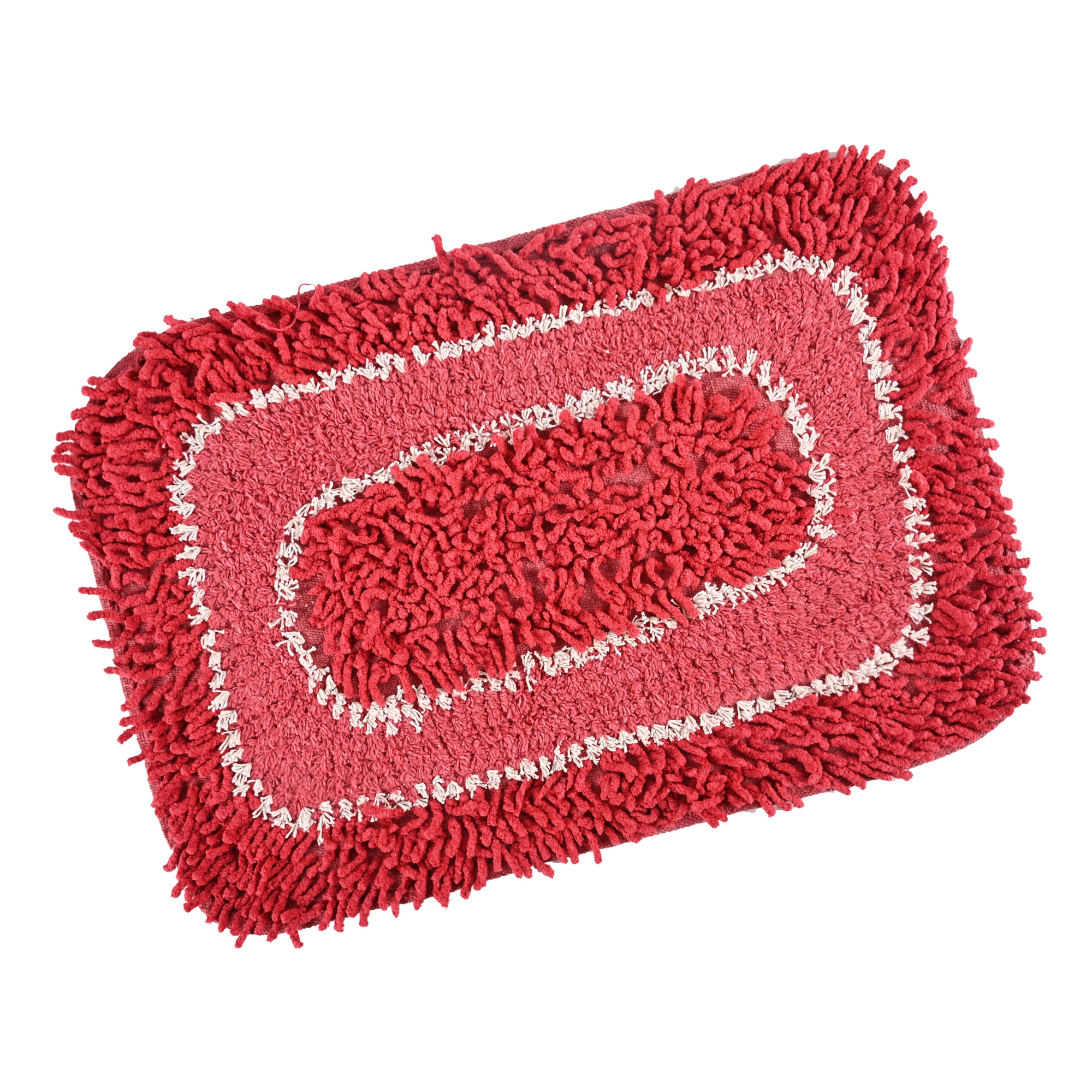 Kuber Industries 24x16 Inches Durable Super Soft Door Mats for Home  Rainy Season Mats for Floor  Footmats for Bedroom Kitchen  Balcony  Shaggy- Red  White
