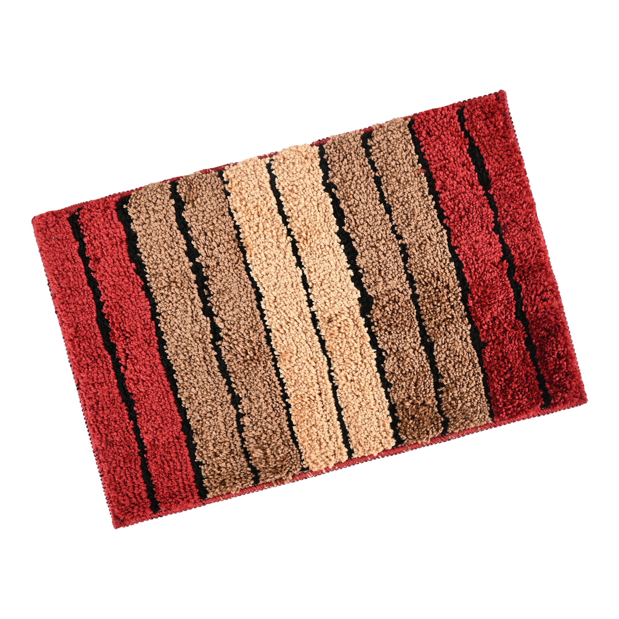 Kuber Industries 24x16 Inches Rectangle Anti Skid  Super Soft Door Mats for Home  Rainy Season Mats for Floor  Footmats for Bedroom Kitchen  Balcony  Stripes - Cream  Maroon