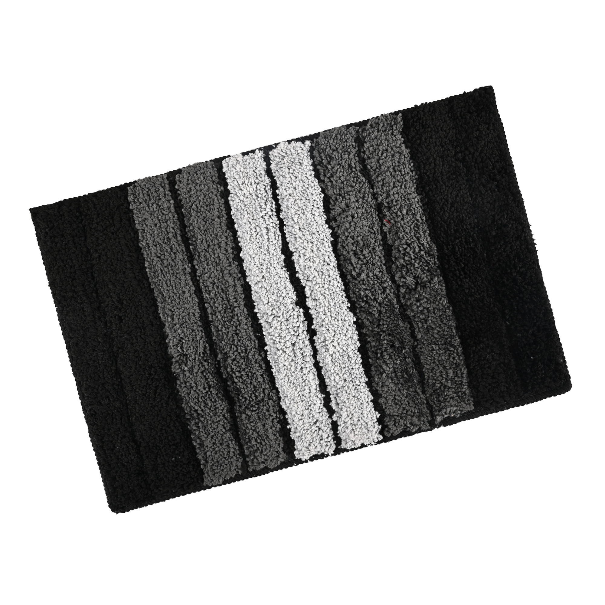 Kuber Industries 24x16 Inches Rectangle Anti Skid  Super Soft Door Mats for Home  Rainy Season Mats for Floor  Footmats for Bedroom Kitchen  Balcony  Stripes - Grey  Black