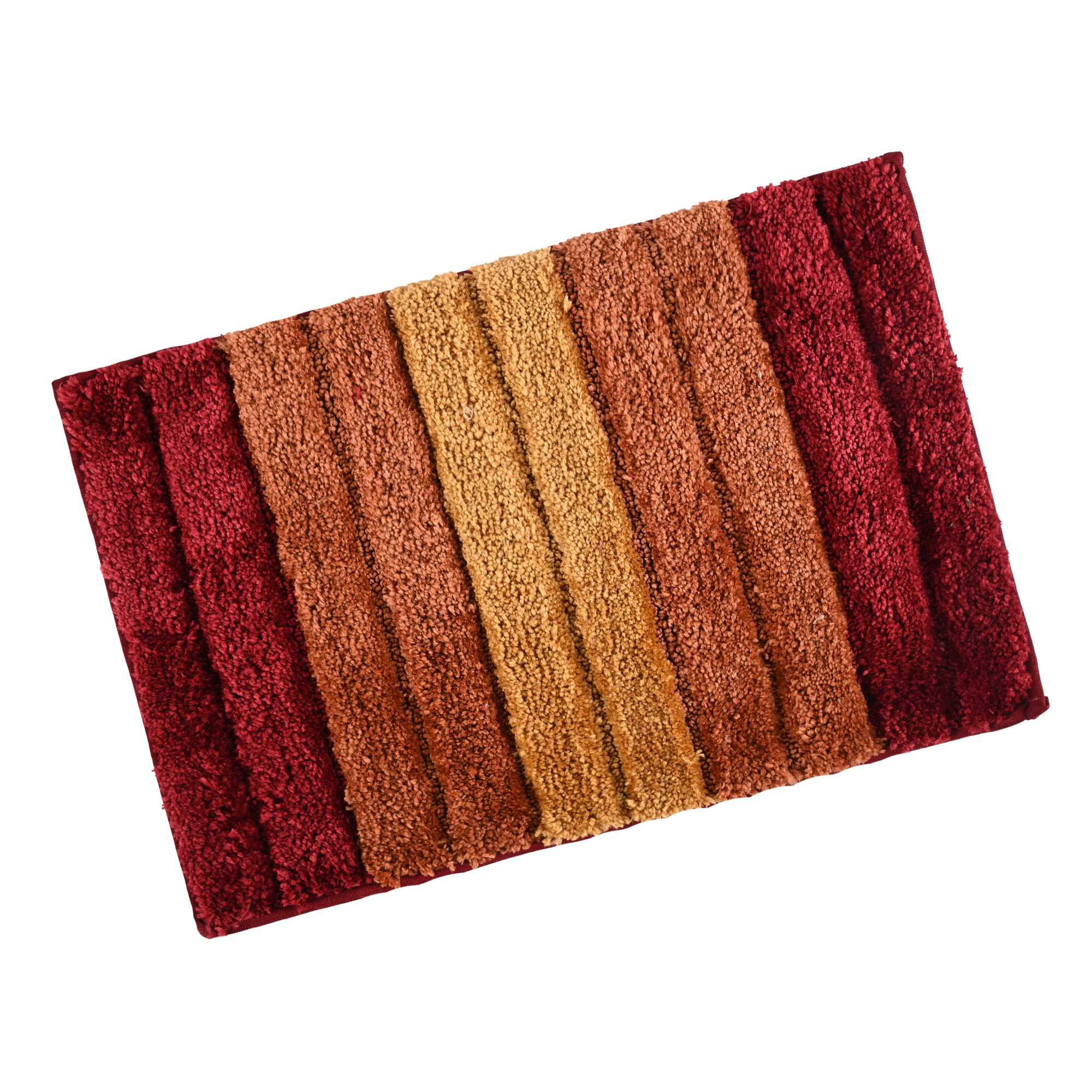 Kuber Industries 24x16 Inches Rectangle Anti Skid  Super Soft Door Mats for Home  Rainy Season Mats for Floor  Footmats for Bedroom Kitchen  Balcony  Stripes - Red  Brown