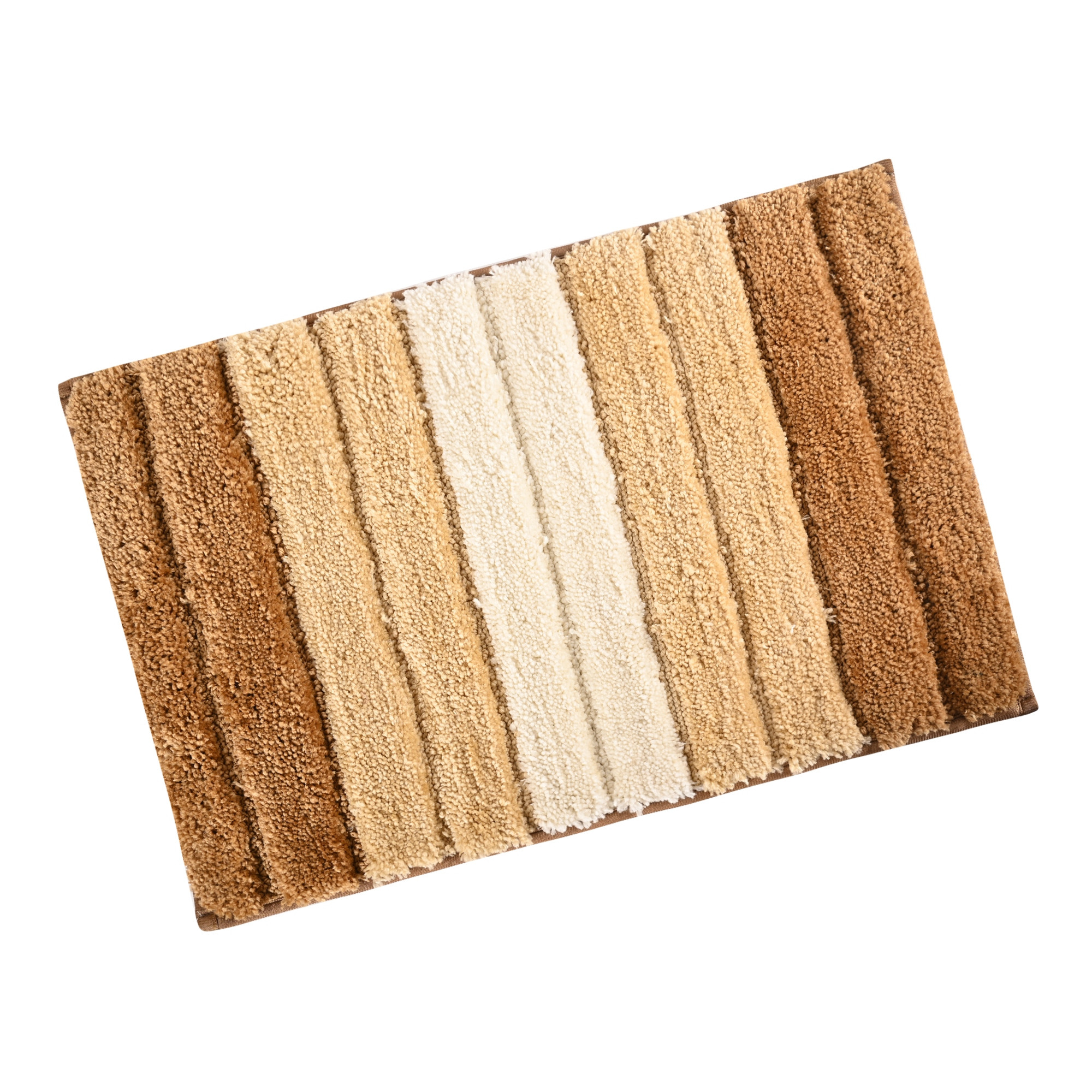 Kuber Industries 24x16 Inches Rectangle Anti Skid  Super Soft Door Mats for Home  Rainy Season Mats for Floor  Footmats for Bedroom Kitchen  Balcony  Stripes - Cream  Brown