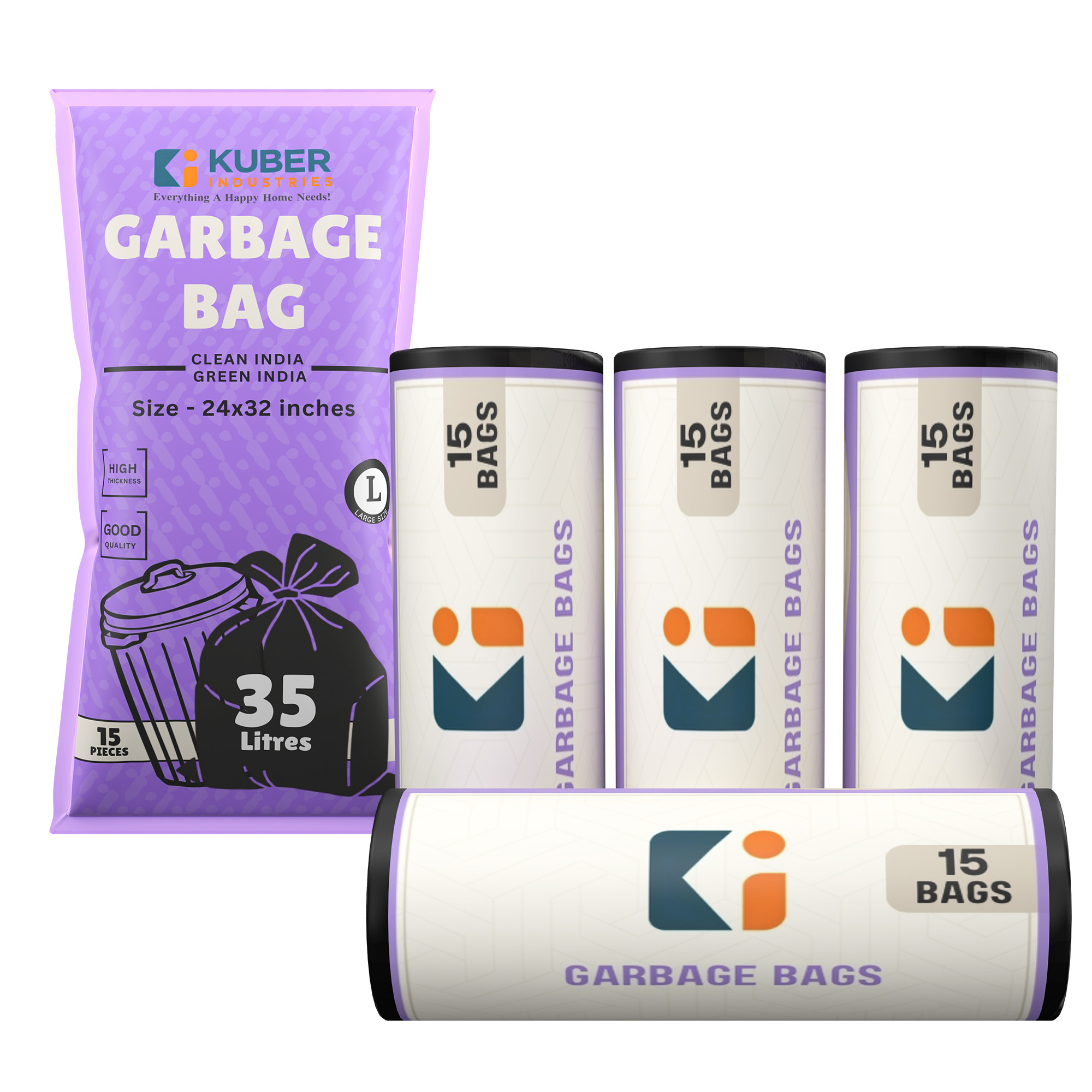 Kuber Industries 24x32 Inches Premium Garbage Bags for Dustbin  Dustbin BagTrash Bag For Dry  Wet waste  Odour Free Black Dustbin Bag for Home Office Hotels Hospitals