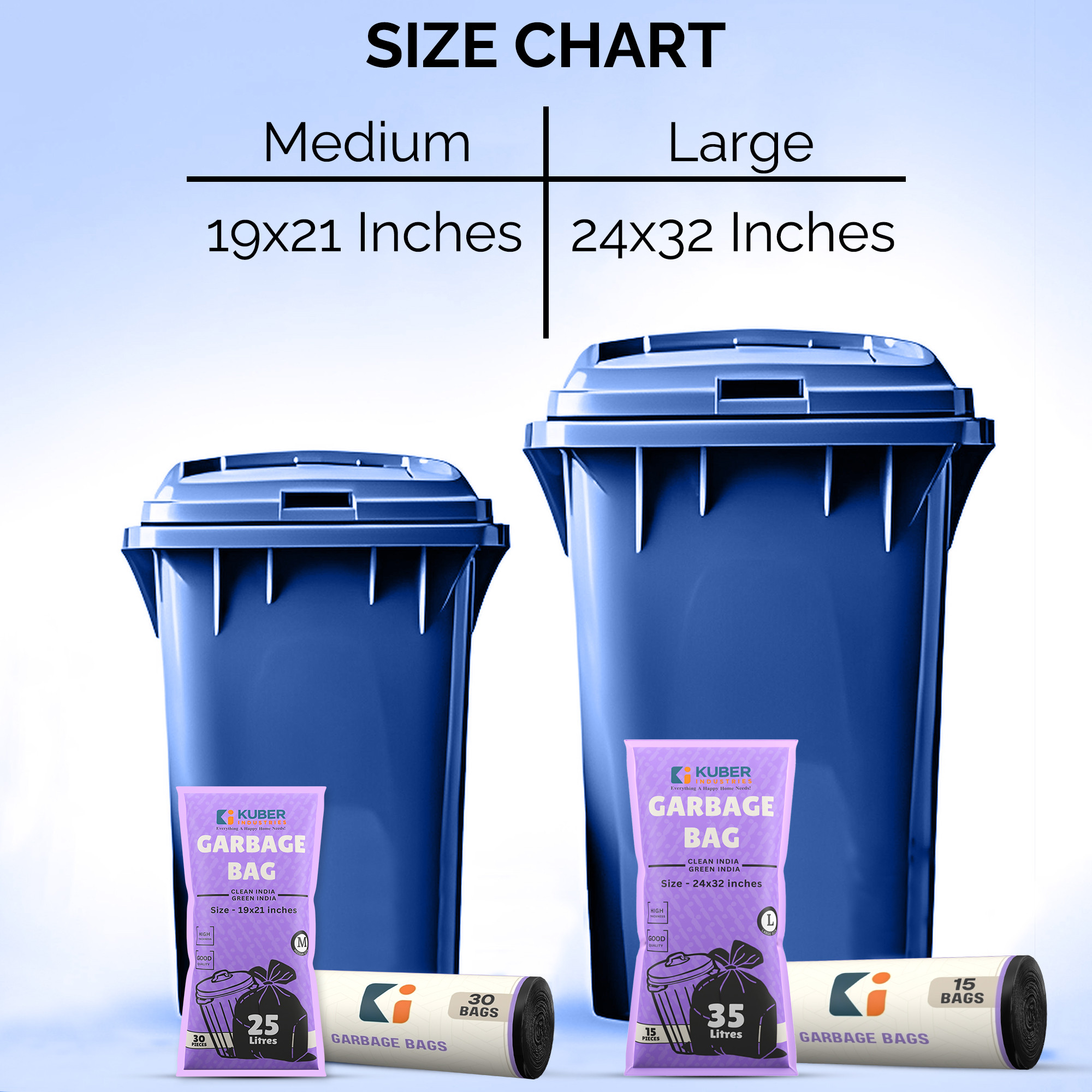 Kuber Industries 24x32 Inches Premium Garbage Bags for Dustbin  Dustbin BagTrash Bag For Dry  Wet waste  Odour Free Black Dustbin Bag for Home Office Hotels Hospitals