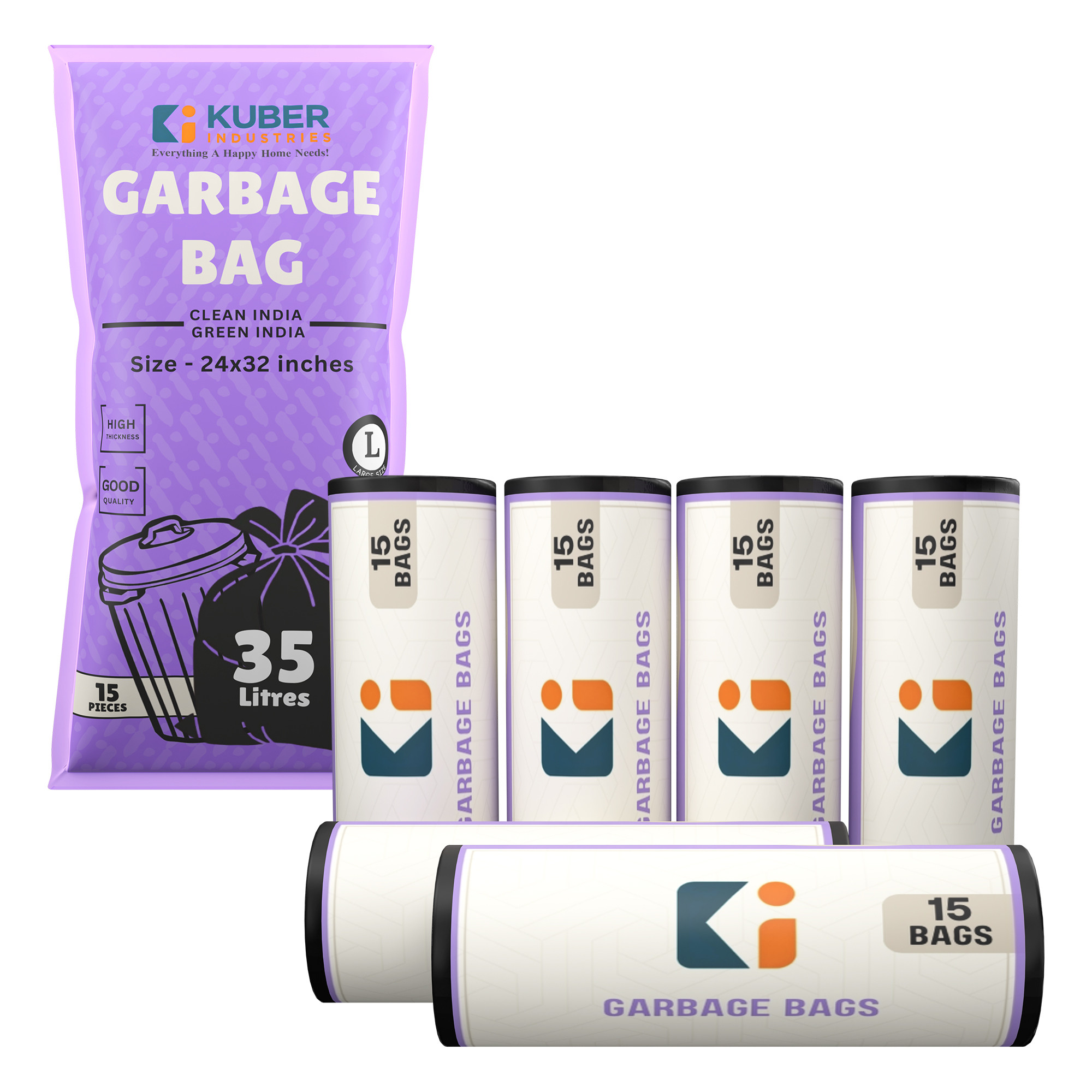 Kuber Industries 24x32 Inches Premium Garbage Bags for Dustbin  Dustbin BagTrash Bag For Dry  Wet waste  Odour Free Black Dustbin Bag for Home Office Hotels Hospitals