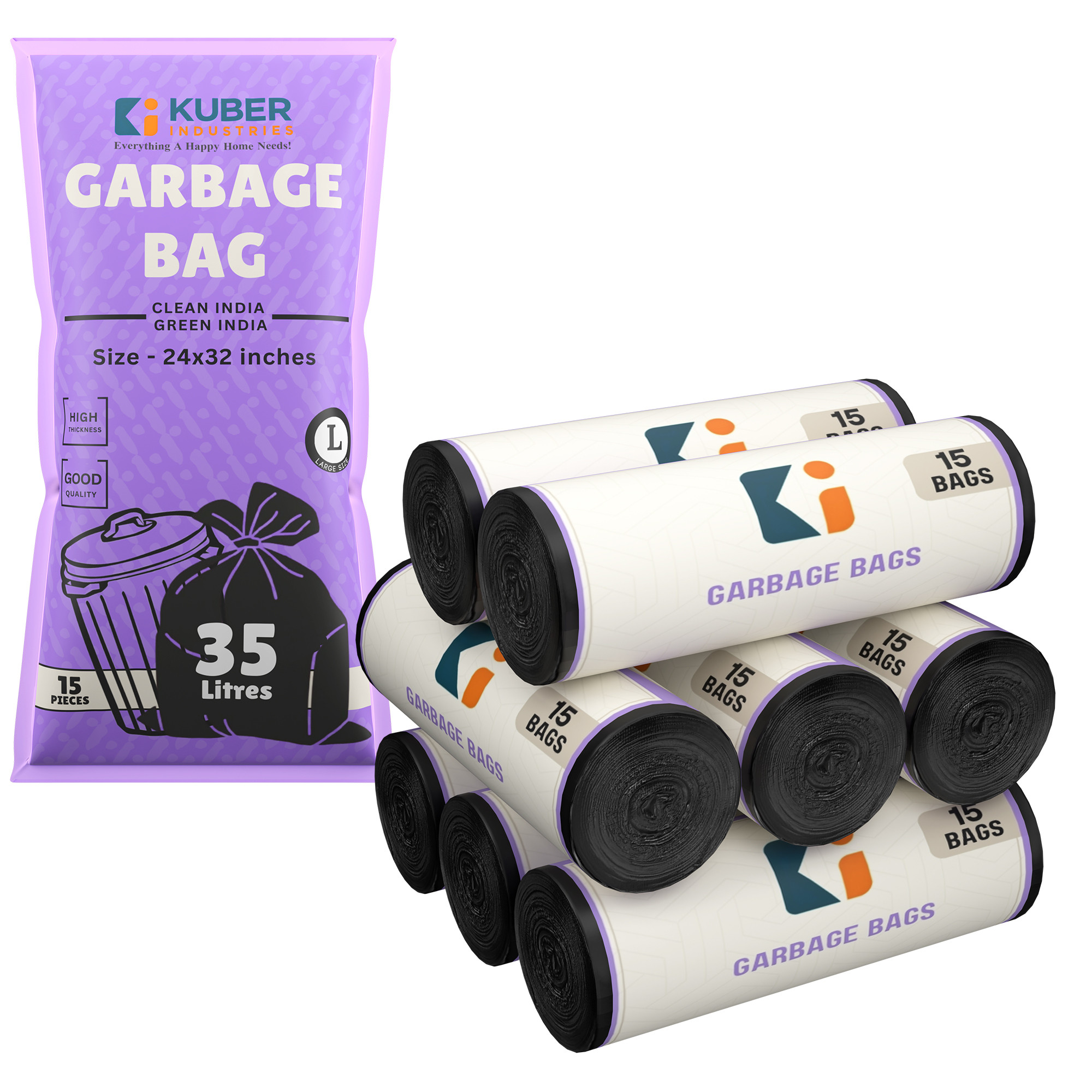 Kuber Industries 24x32 Inches Premium Garbage Bags for Dustbin  Dustbin BagTrash Bag For Dry  Wet waste  Odour Free Black Dustbin Bag for Home Office Hotels Hospitals