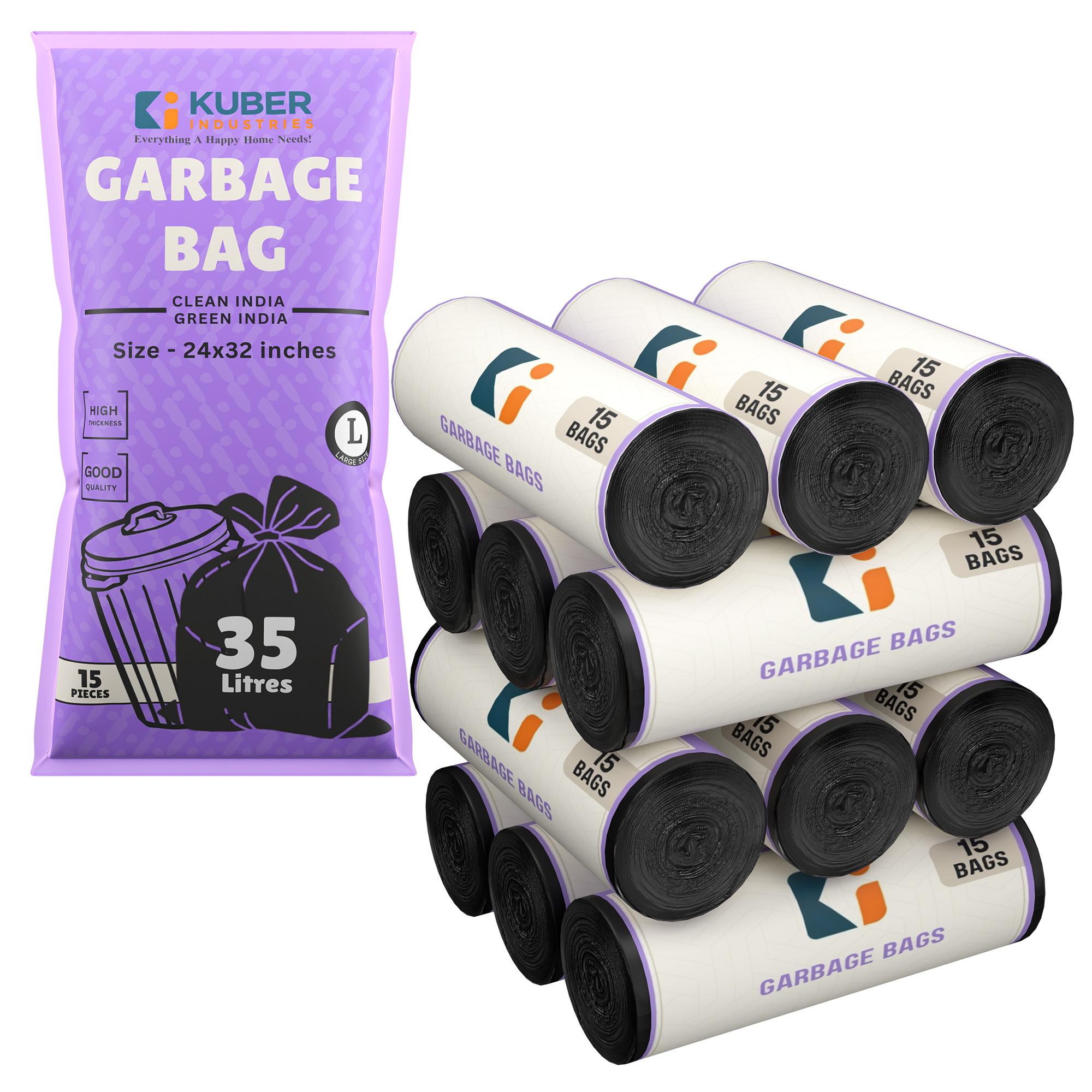 Kuber Industries 24x32 Inches Premium Garbage Bags for Dustbin  Dustbin BagTrash Bag For Dry  Wet waste  Odour Free Black Dustbin Bag for Home Office Hotels Hospitals