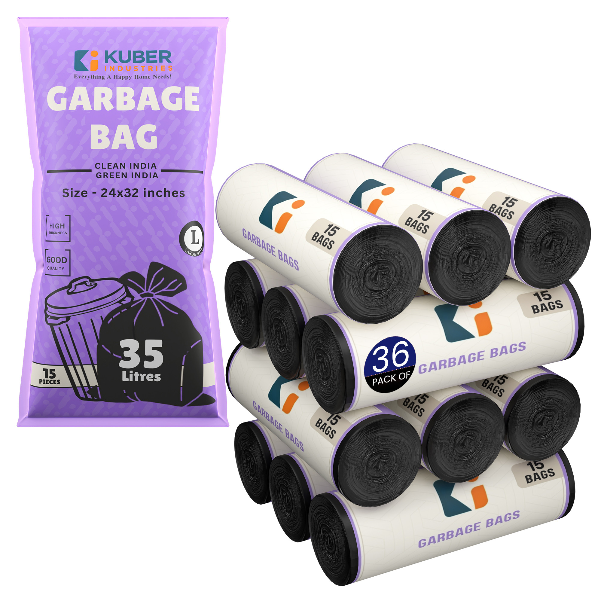 Kuber Industries 24x32 Inches Premium Garbage Bags for Dustbin  Dustbin BagTrash Bag For Dry  Wet waste  Odour Free Black Dustbin Bag for Home Office Hotels Hospitals