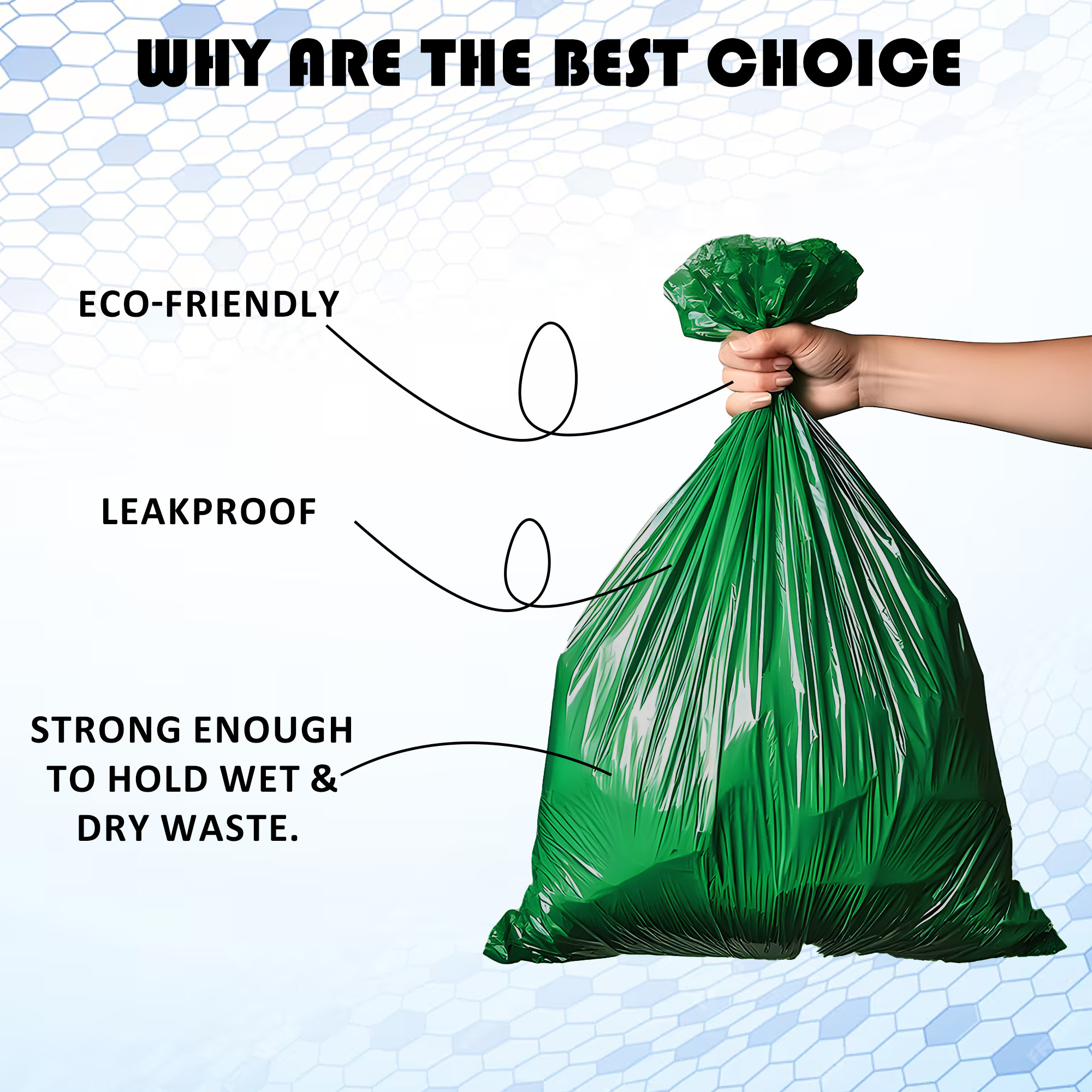 Kuber Industries 24x32 Inches Premium Garbage Bags for Dustbin  Dustbin BagTrash Bag For Dry  Wet waste  Odour Free Green Dustbin Bag for Home Office Hotels Hospitals