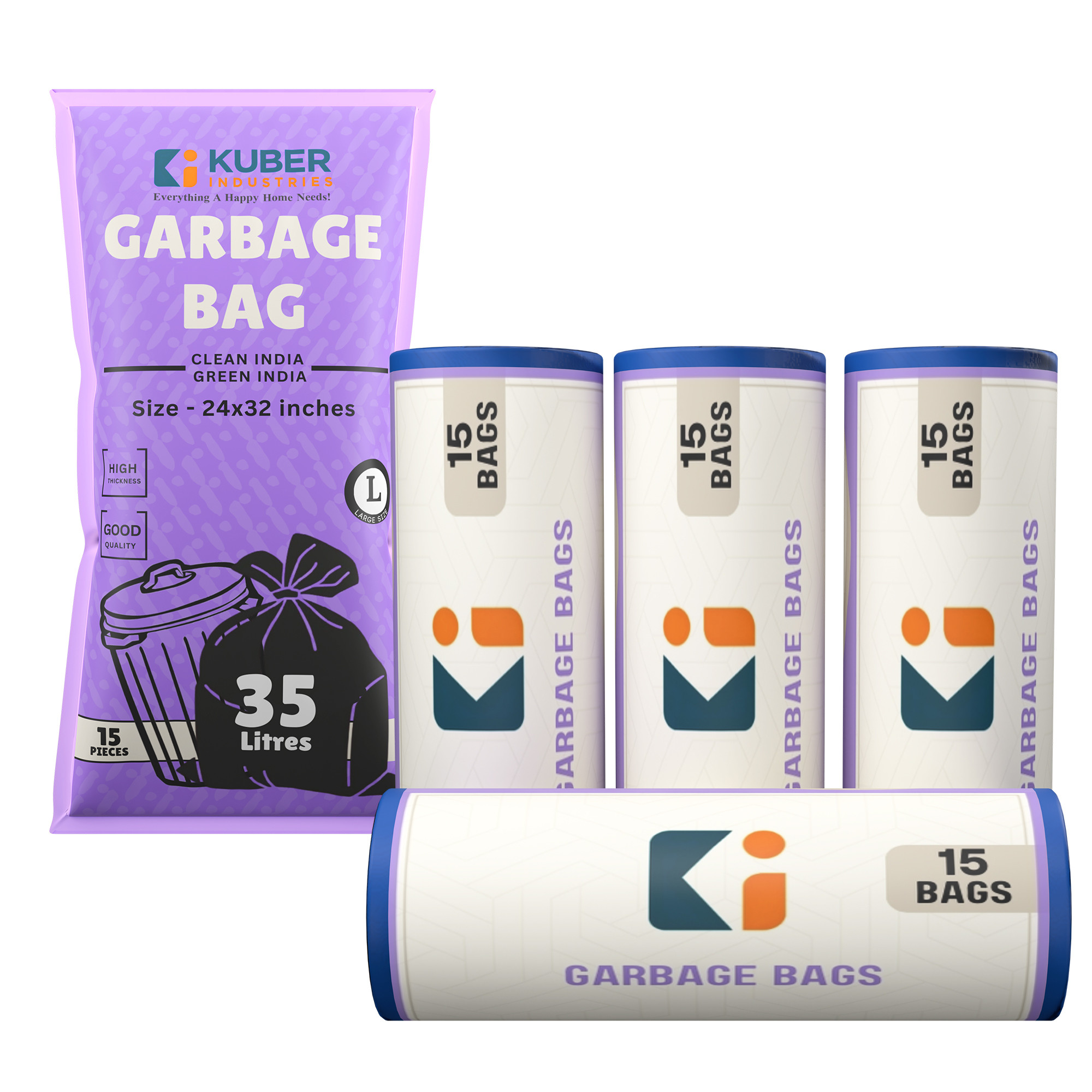 Kuber Industries 24x32 Inches Premium Garbage Bags for Dustbin  Dustbin BagTrash Bag For Dry  Wet waste  Odour Free Blue Dustbin Bag for Home Office Hotels Hospitals
