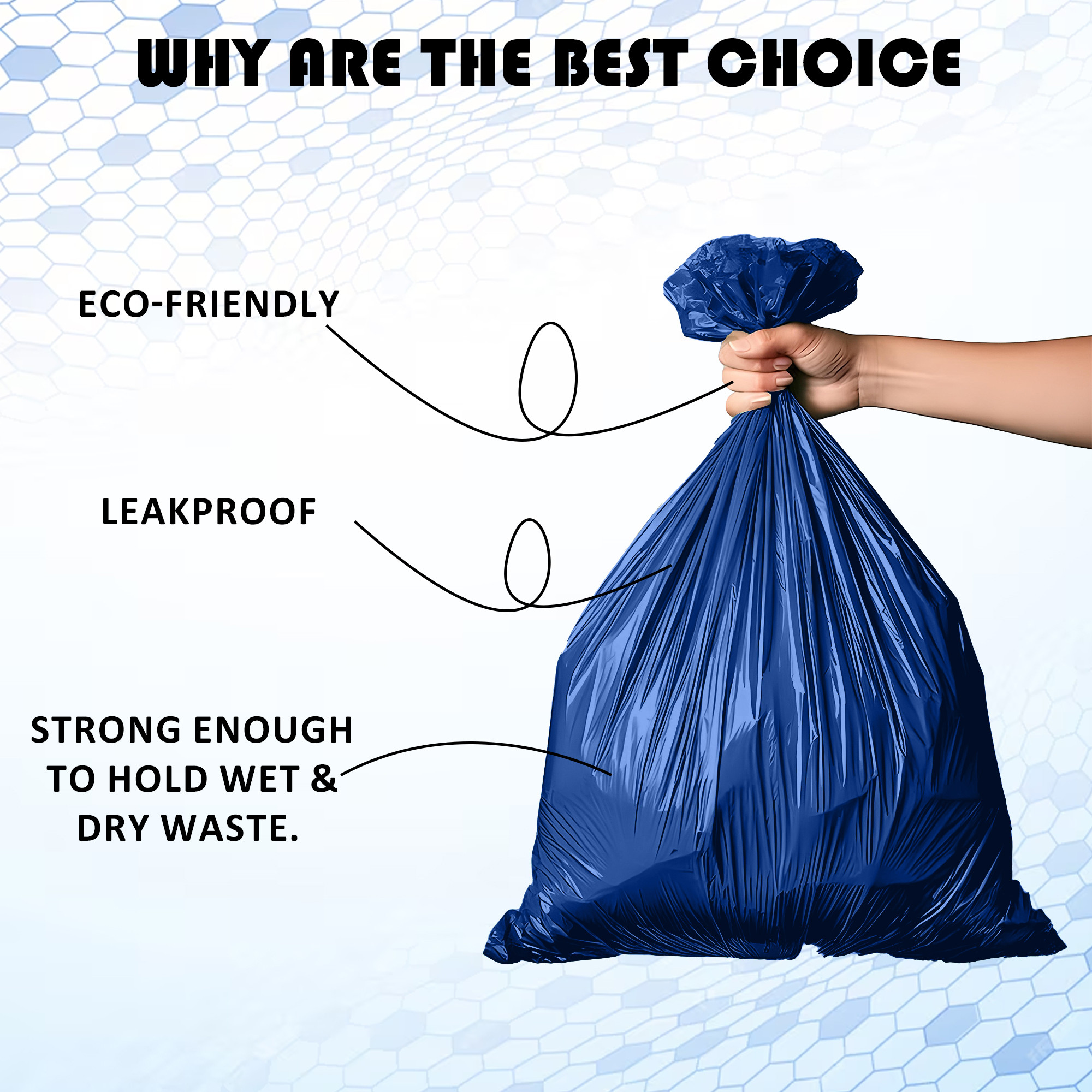 Kuber Industries 24x32 Inches Premium Garbage Bags for Dustbin  Dustbin BagTrash Bag For Dry  Wet waste  Odour Free Blue Dustbin Bag for Home Office Hotels Hospitals