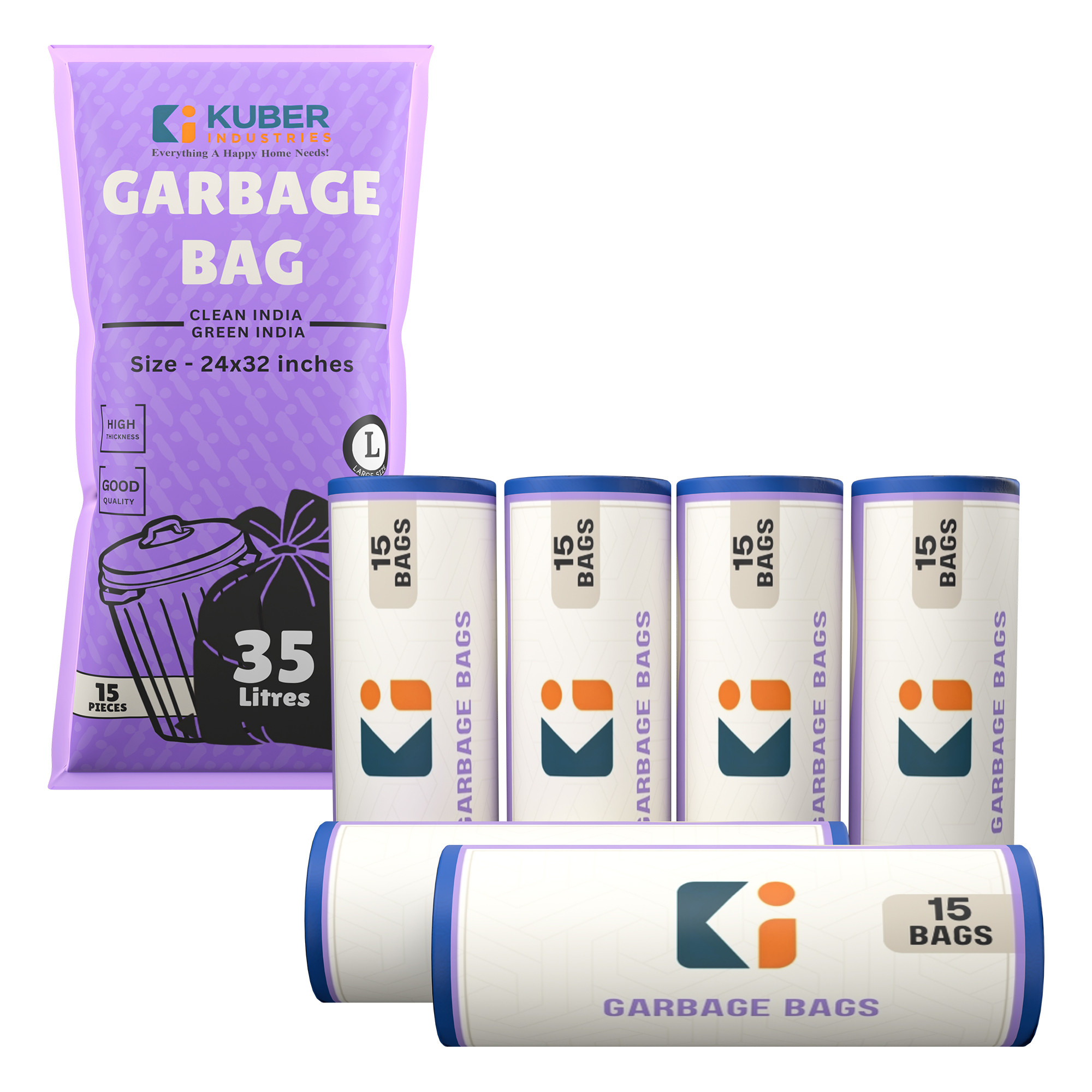 Kuber Industries 24x32 Inches Premium Garbage Bags for Dustbin  Dustbin BagTrash Bag For Dry  Wet waste  Odour Free Blue Dustbin Bag for Home Office Hotels Hospitals