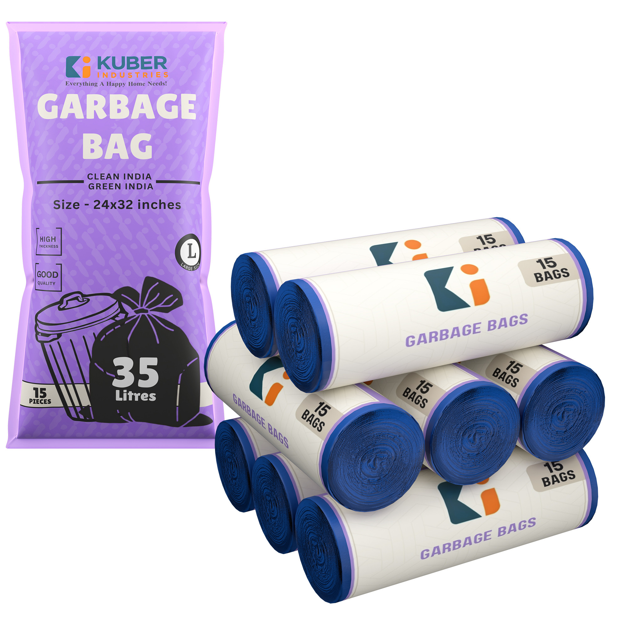 Kuber Industries 24x32 Inches Premium Garbage Bags for Dustbin  Dustbin BagTrash Bag For Dry  Wet waste  Odour Free Blue Dustbin Bag for Home Office Hotels Hospitals
