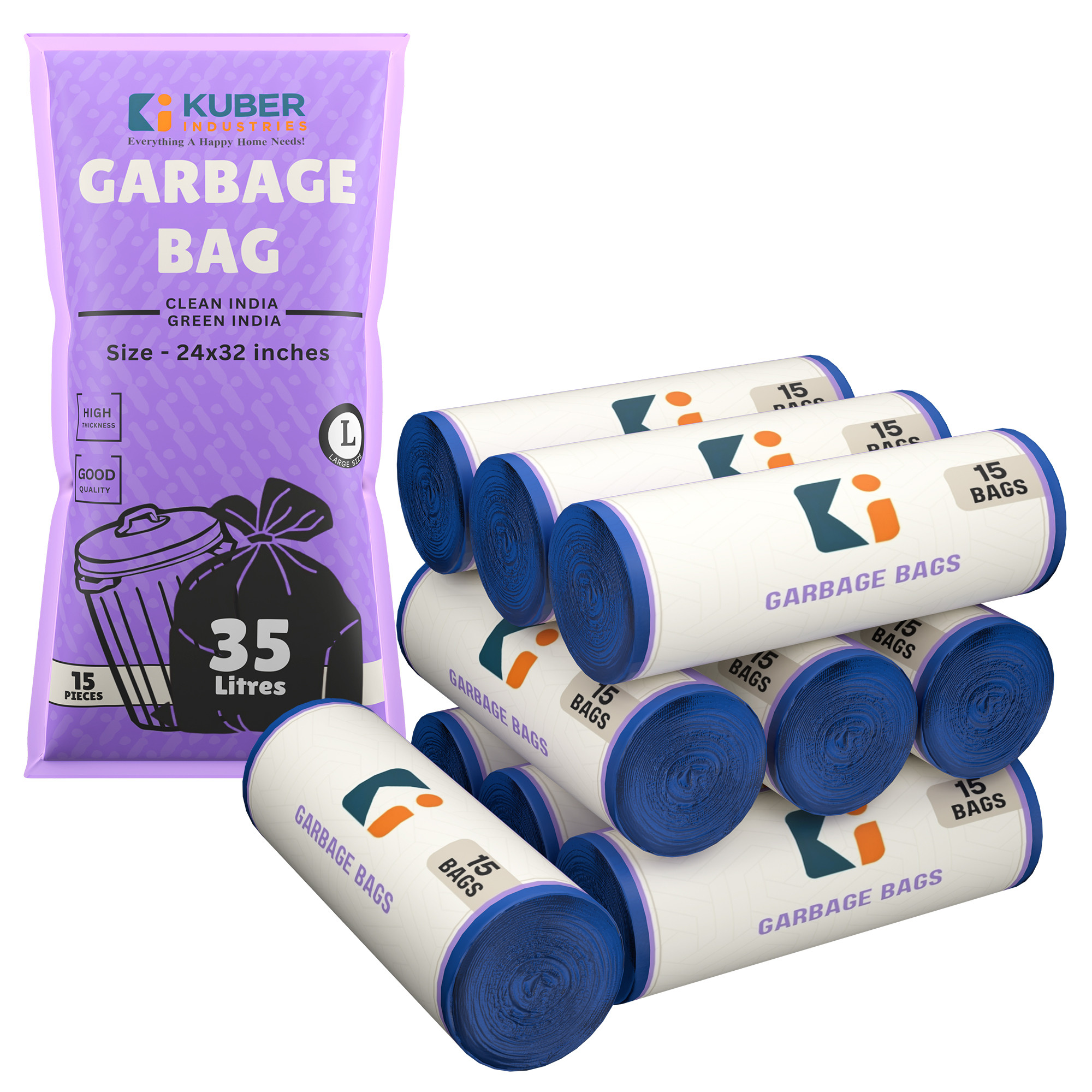 Kuber Industries 24x32 Inches Premium Garbage Bags for Dustbin  Dustbin BagTrash Bag For Dry  Wet waste  Odour Free Blue Dustbin Bag for Home Office Hotels Hospitals
