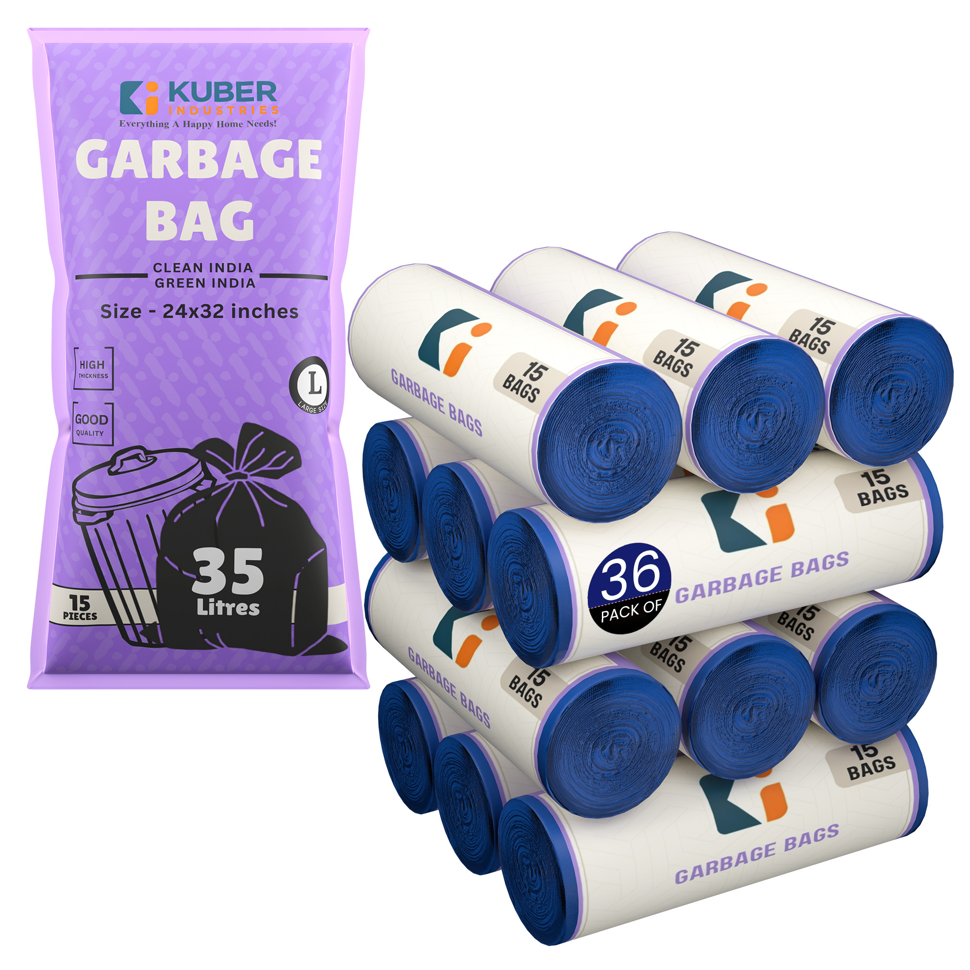 Kuber Industries 24x32 Inches Premium Garbage Bags for Dustbin  Dustbin BagTrash Bag For Dry  Wet waste  Odour Free Blue Dustbin Bag for Home Office Hotels Hospitals