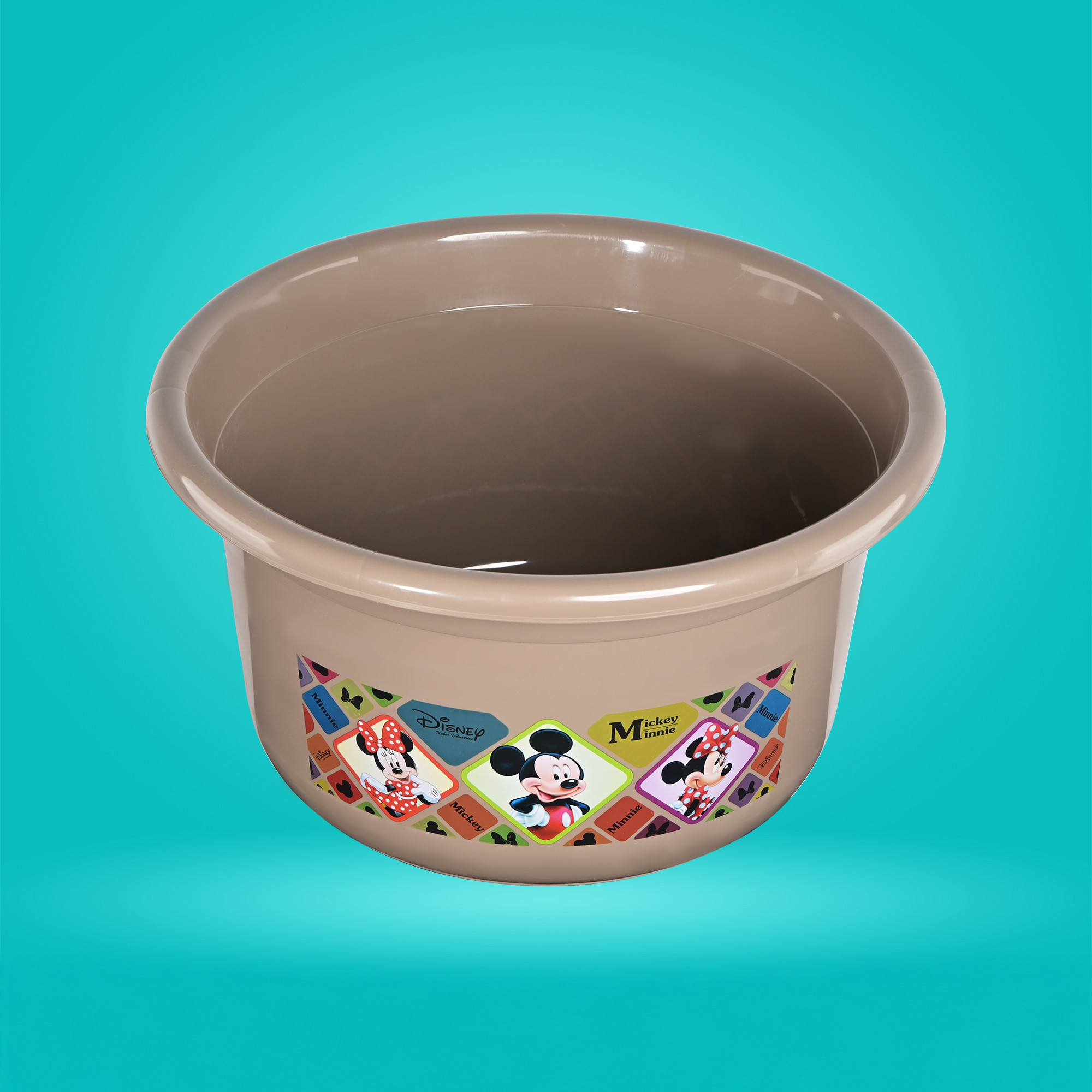 Kuber Industries 25 Ltr Bath Tub Plastic For Home Washroom  Kitchen  Disney Check  Lightweight  Multipurpose Washing Tub - Suitable For Laundry And Cleaning  Brown