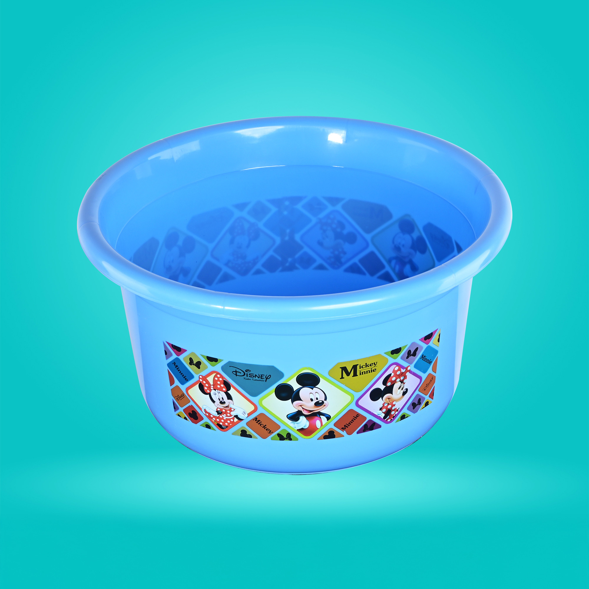 Kuber Industries 25 Ltr Bath Tub Plastic For Home Washroom  Kitchen  Disney Check  Lightweight  Multipurpose Washing Tub - Suitable For Laundry And Cleaning  Blue