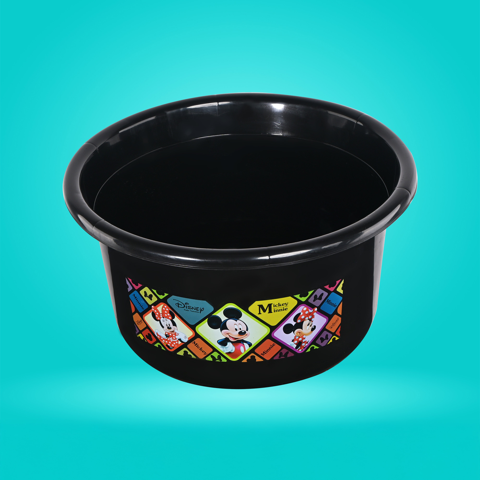 Kuber Industries 25 Ltr Bath Tub Plastic For Home Washroom  Kitchen  Disney Check  Lightweight  Multipurpose Washing Tub - Suitable For Laundry And Cleaning  Black