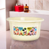 25 Ltr Bath Tub Plastic For Home, Washroom &amp; Kitchen | Disney Check | Lightweight &amp; Multipurpose Washing Tub - Suitable For Laundry And Cleaning | Cream