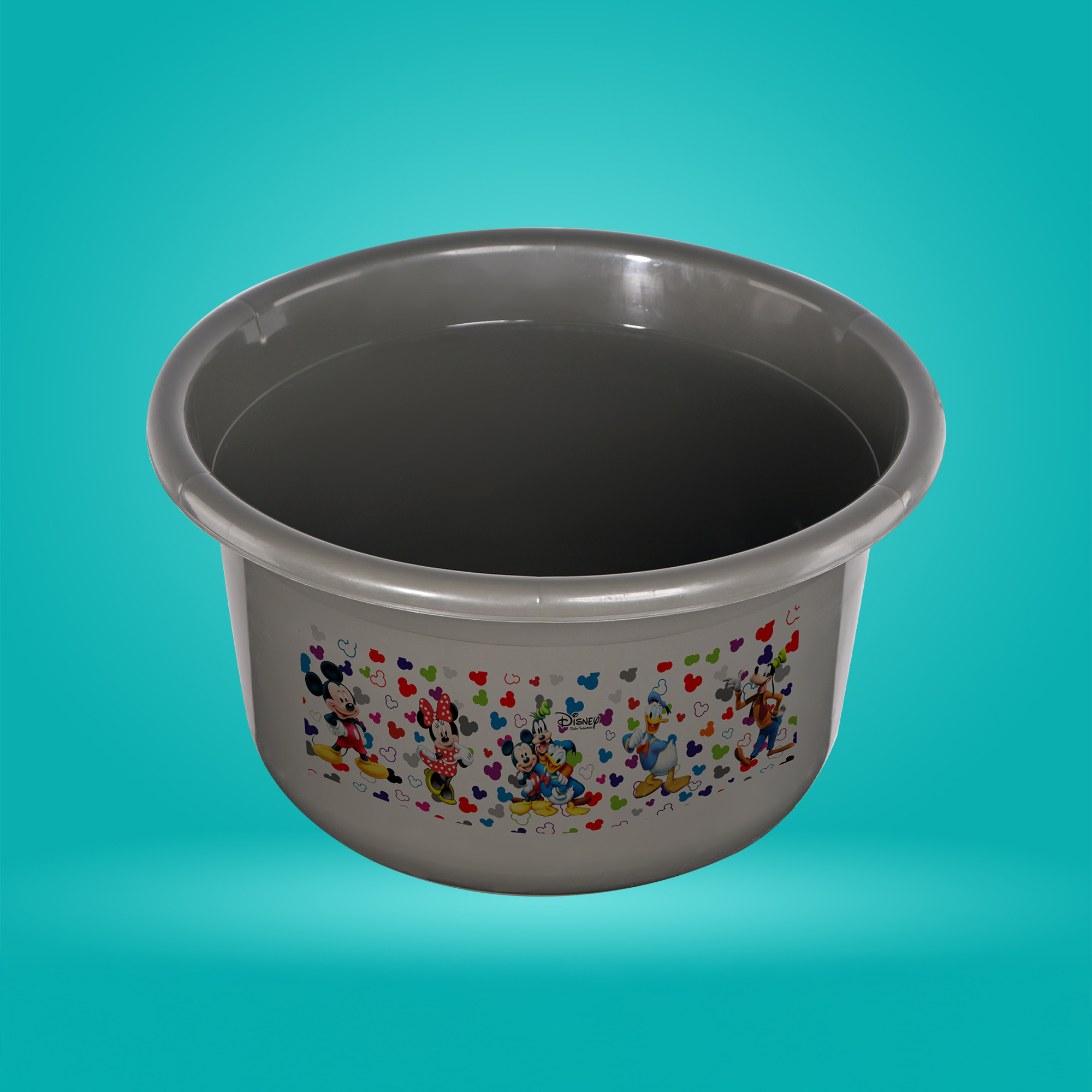 Kuber Industries 25 Ltr Bath Tub Plastic For Home Washroom  Kitchen  Disney Print  Lightweight  Multipurpose Washing Tub - Suitable For Laundry And Cleaning  Grey