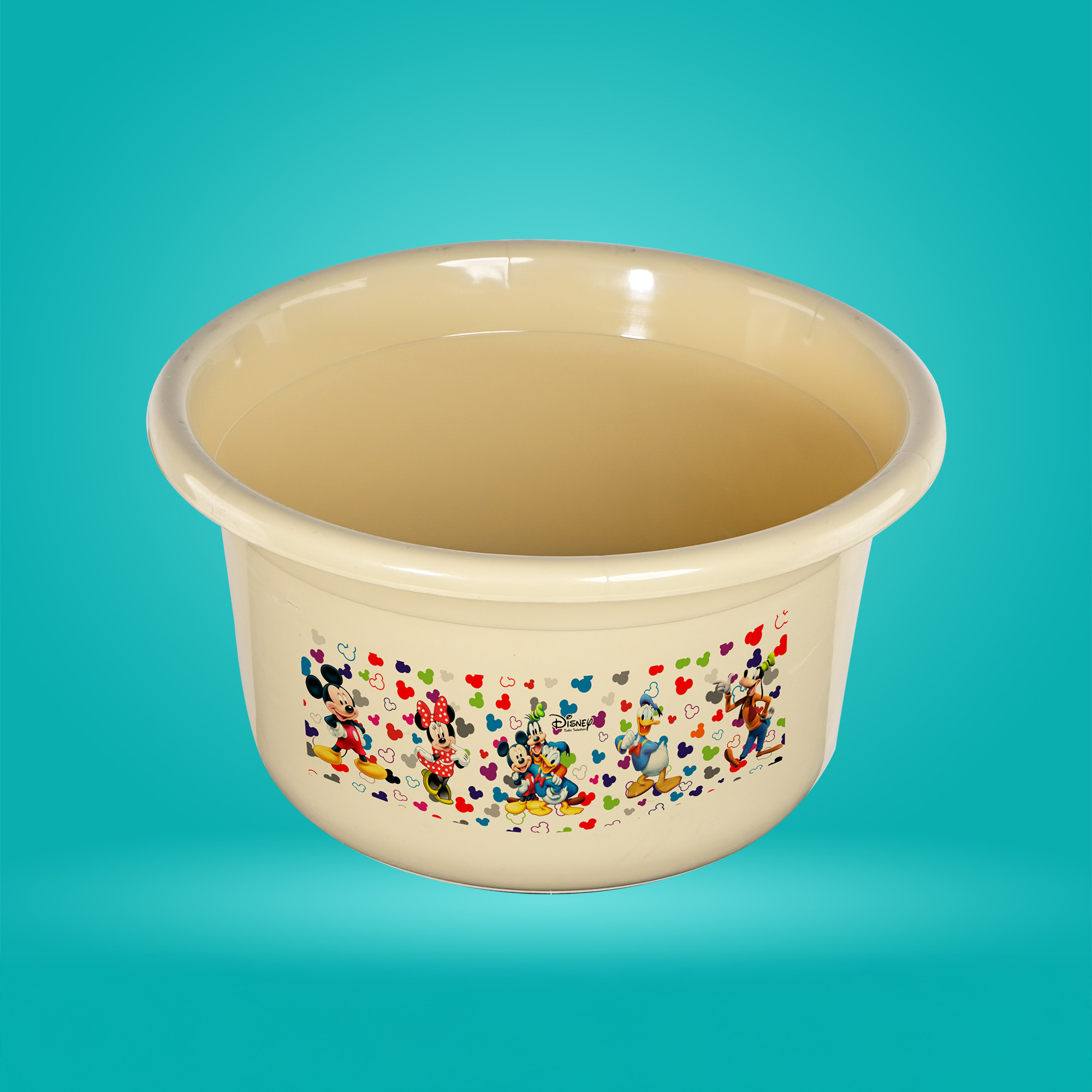 Kuber Industries 25 Ltr Bath Tub Plastic For Home Washroom  Kitchen  Disney Print  Lightweight  Multipurpose Washing Tub - Suitable For Laundry And Cleaning  Beige