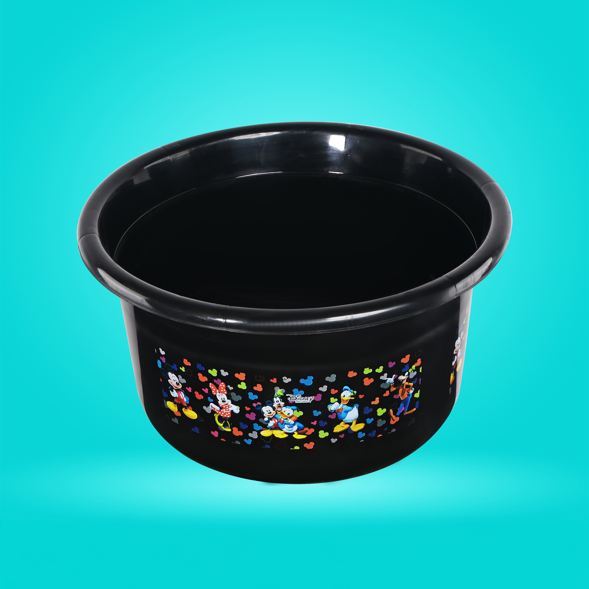 Kuber Industries 25 Ltr Bath Tub Plastic For Home Washroom  Kitchen  Disney Print  Lightweight  Multipurpose Washing Tub - Suitable For Laundry And Cleaning  Black