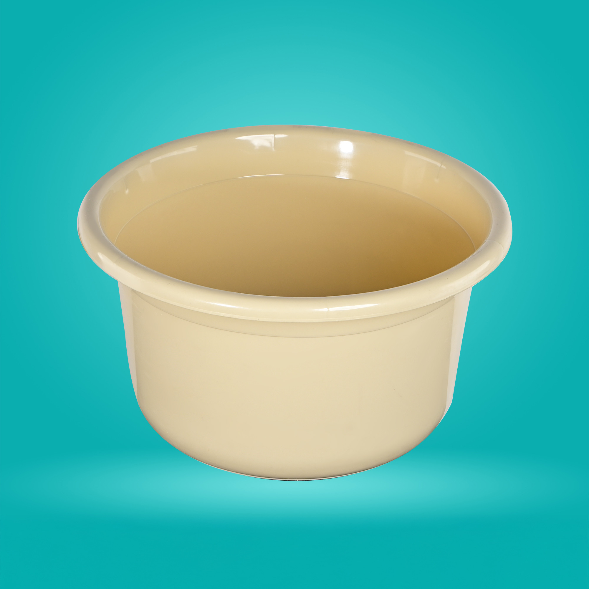 Kuber Industries 25 Ltr Bath Tub Plastic For Home Washroom  Kitchen  Lightweight  Multipurpose Washing Tub - Suitable For Laundry And Cleaning  Beige