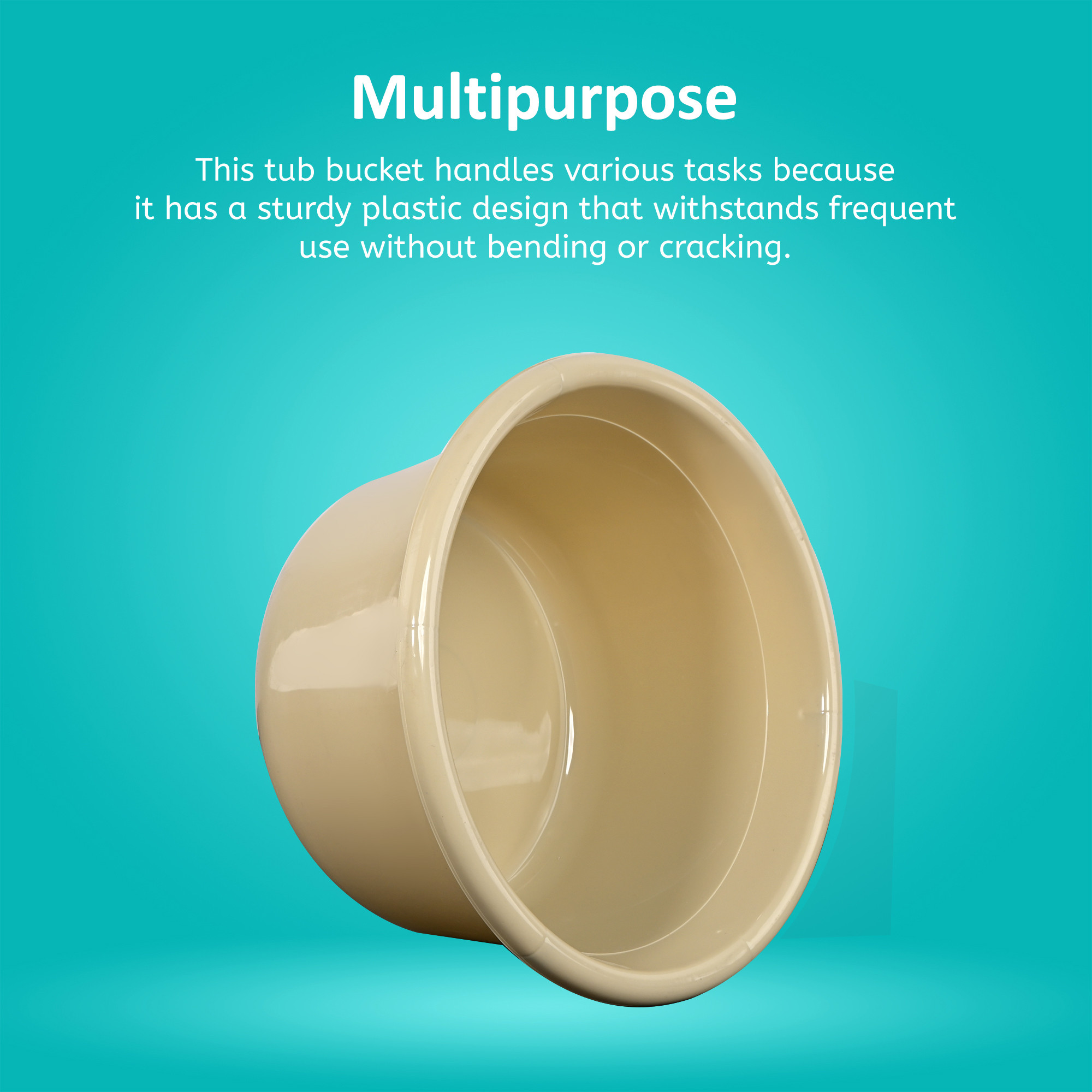 Kuber Industries 25 Ltr Bath Tub Plastic For Home Washroom  Kitchen  Lightweight  Multipurpose Washing Tub - Suitable For Laundry And Cleaning  Beige