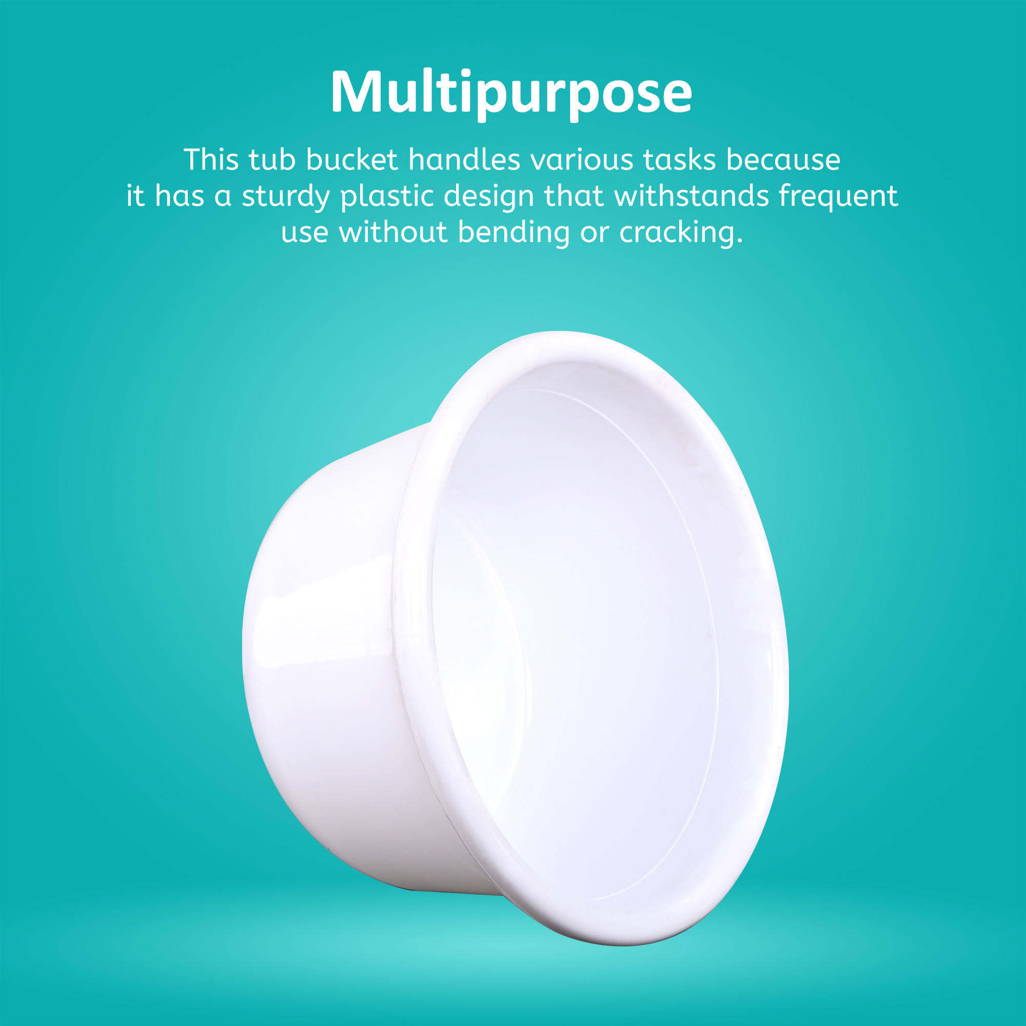 Kuber Industries 25 Ltr Bath Tub Plastic For Home Washroom  Kitchen  Lightweight  Multipurpose Washing Tub - Suitable For Laundry And Cleaning  White