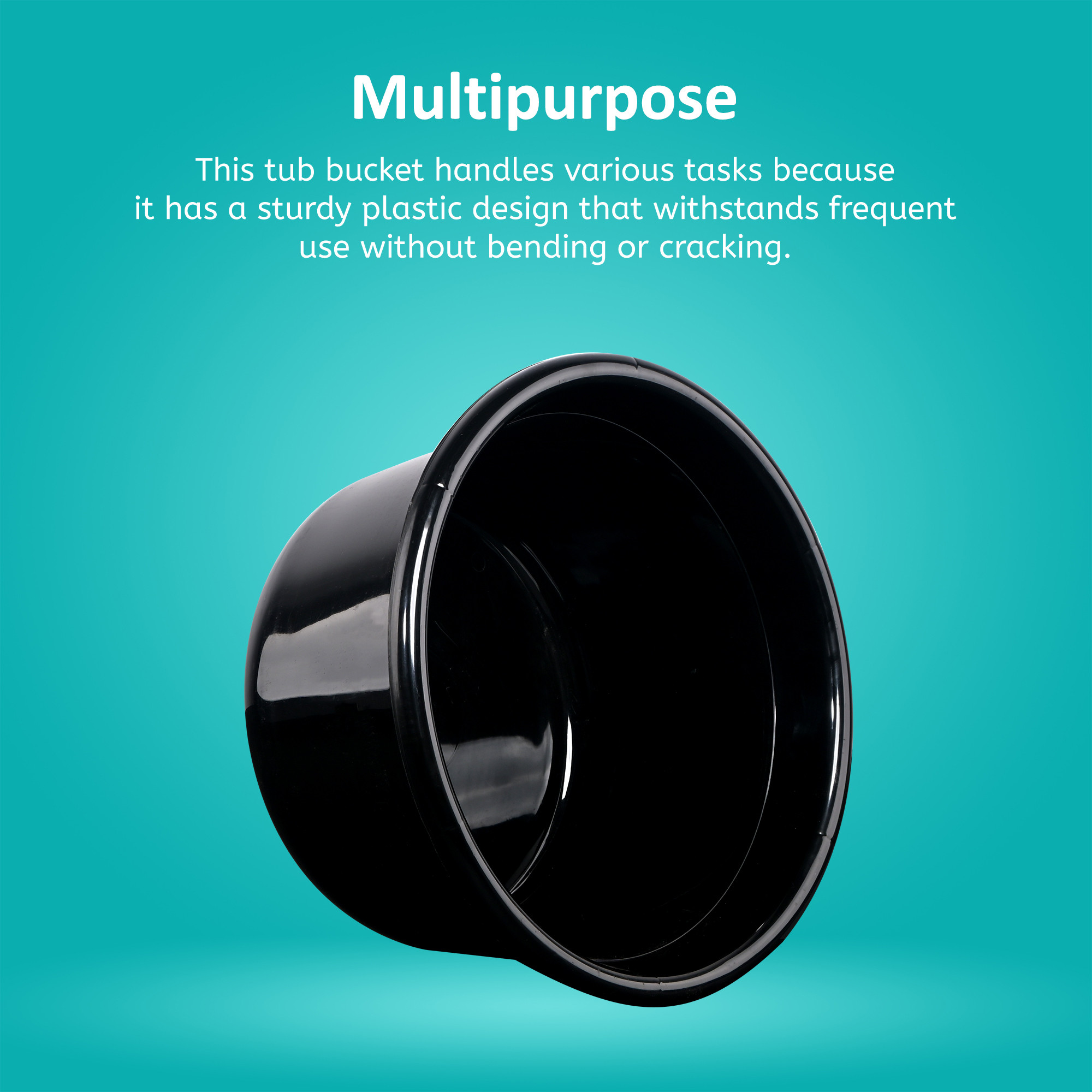 Kuber Industries 25 Ltr Bath Tub Plastic For Home Washroom  Kitchen  Lightweight  Multipurpose Washing Tub - Suitable For Laundry And Cleaning  Black