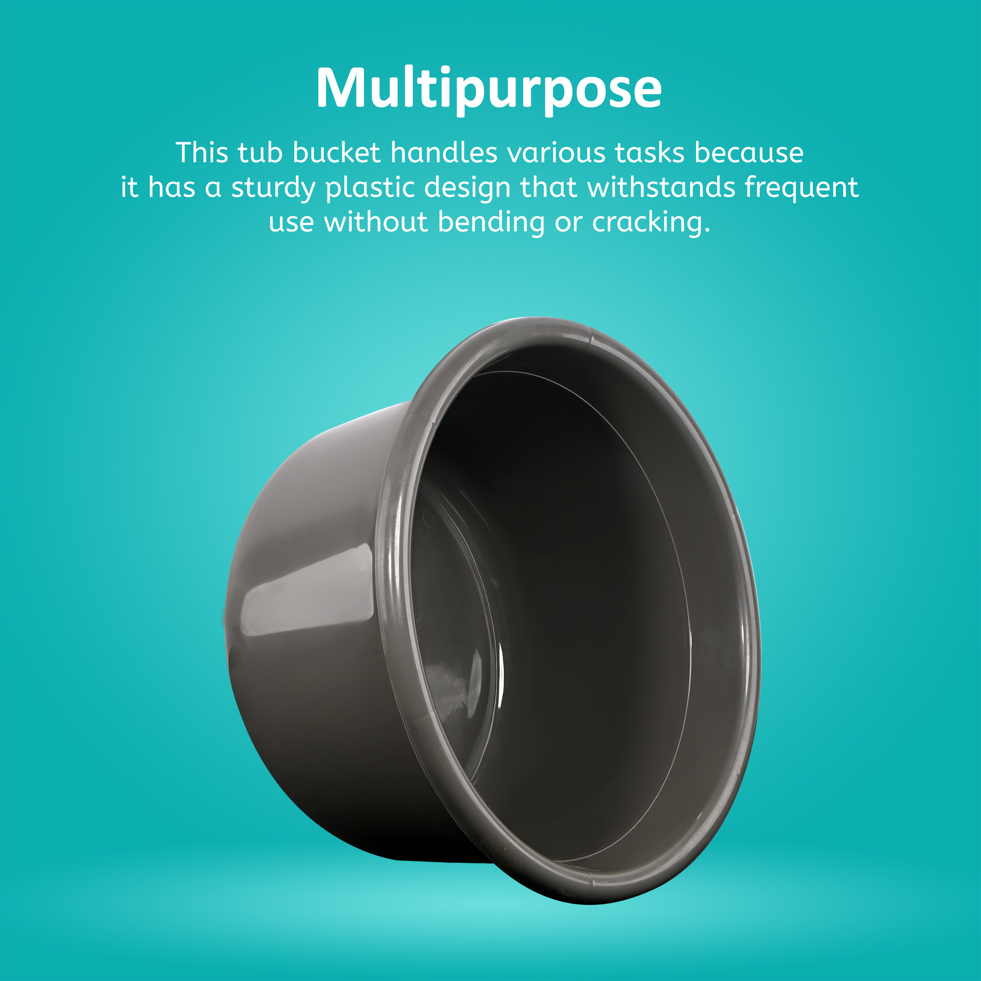 Kuber Industries 25 Ltr Bath Tub Plastic For Home Washroom  Kitchen  Lightweight  Multipurpose Washing Tub - Suitable For Laundry And Cleaning  Grey