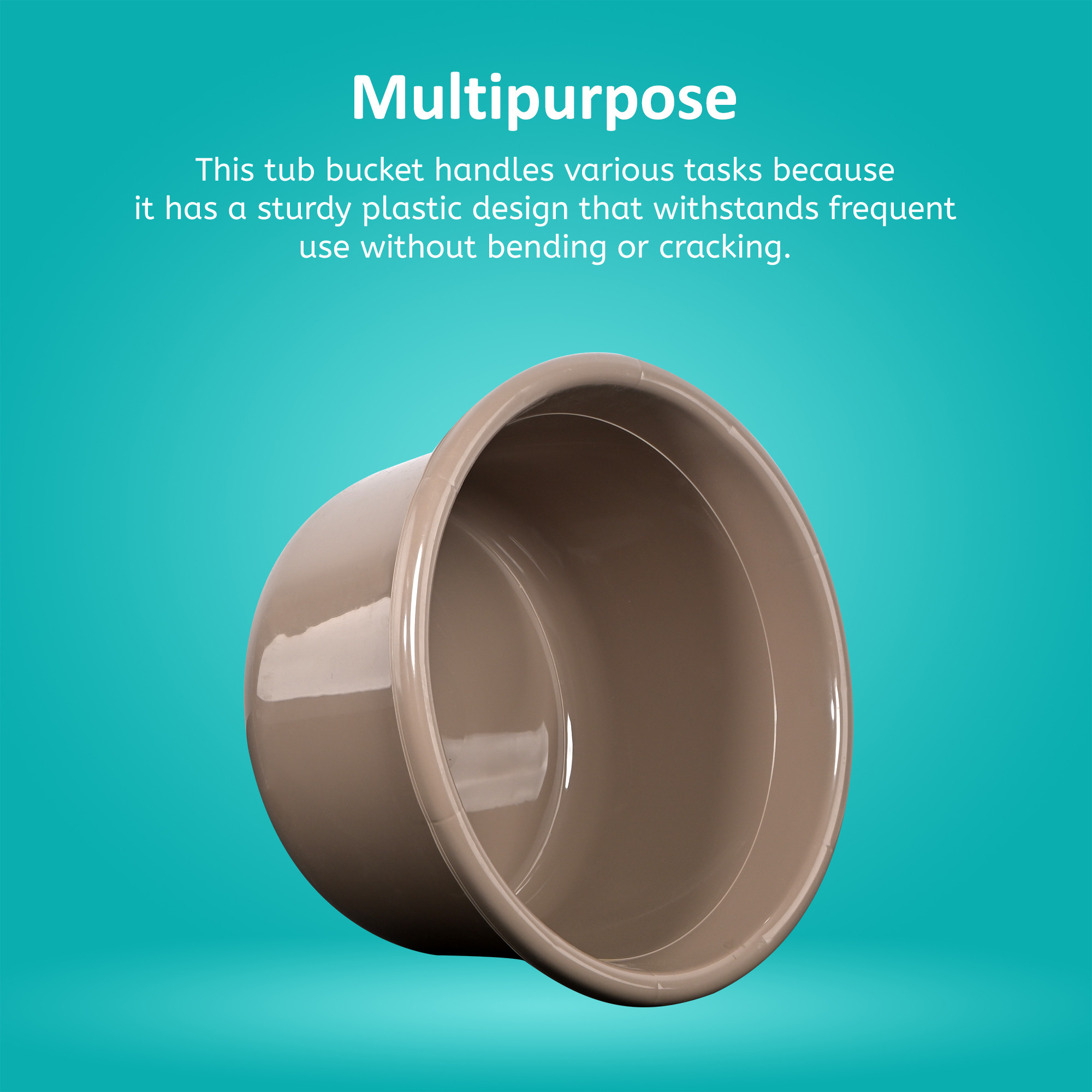 Kuber Industries 25 Ltr Bath Tub Plastic For Home Washroom  Kitchen  Lightweight  Multipurpose Washing Tub - Suitable For Laundry And Cleaning  Brown