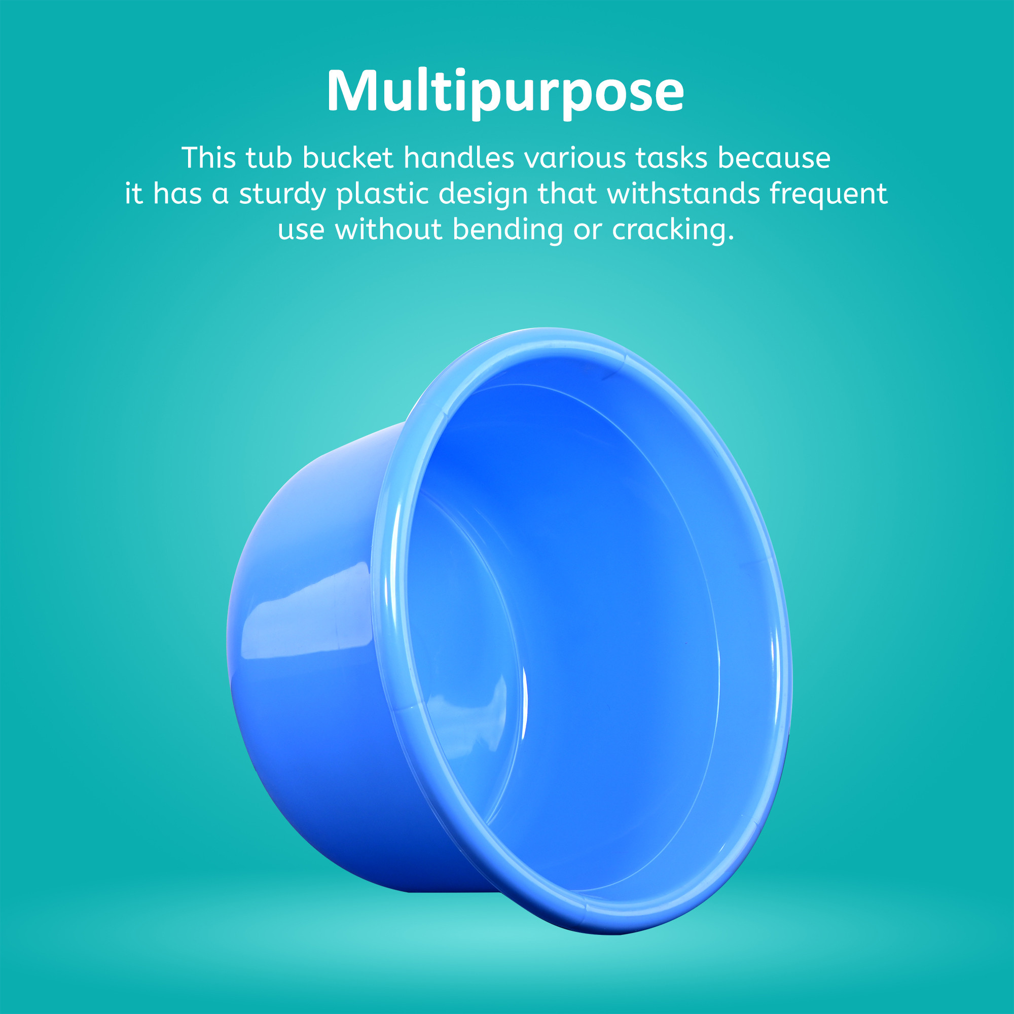 Kuber Industries 25 Ltr Bath Tub Plastic For Home Washroom  Kitchen  Lightweight  Multipurpose Washing Tub - Suitable For Laundry And Cleaning  Blue