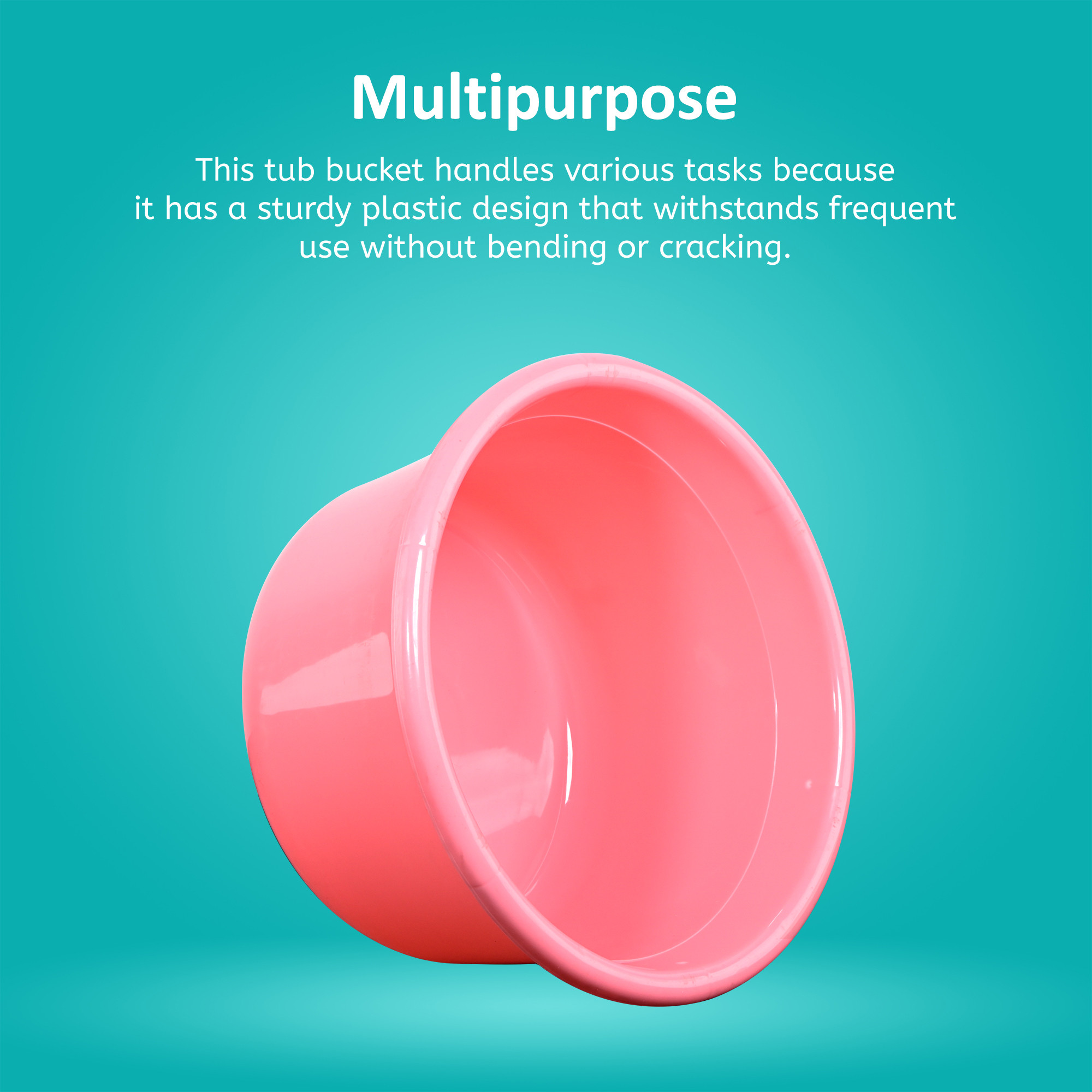 Kuber Industries 25 Ltr Bath Tub Plastic For Home Washroom  Kitchen  Lightweight  Multipurpose Washing Tub - Suitable For Laundry And Cleaning  Pink