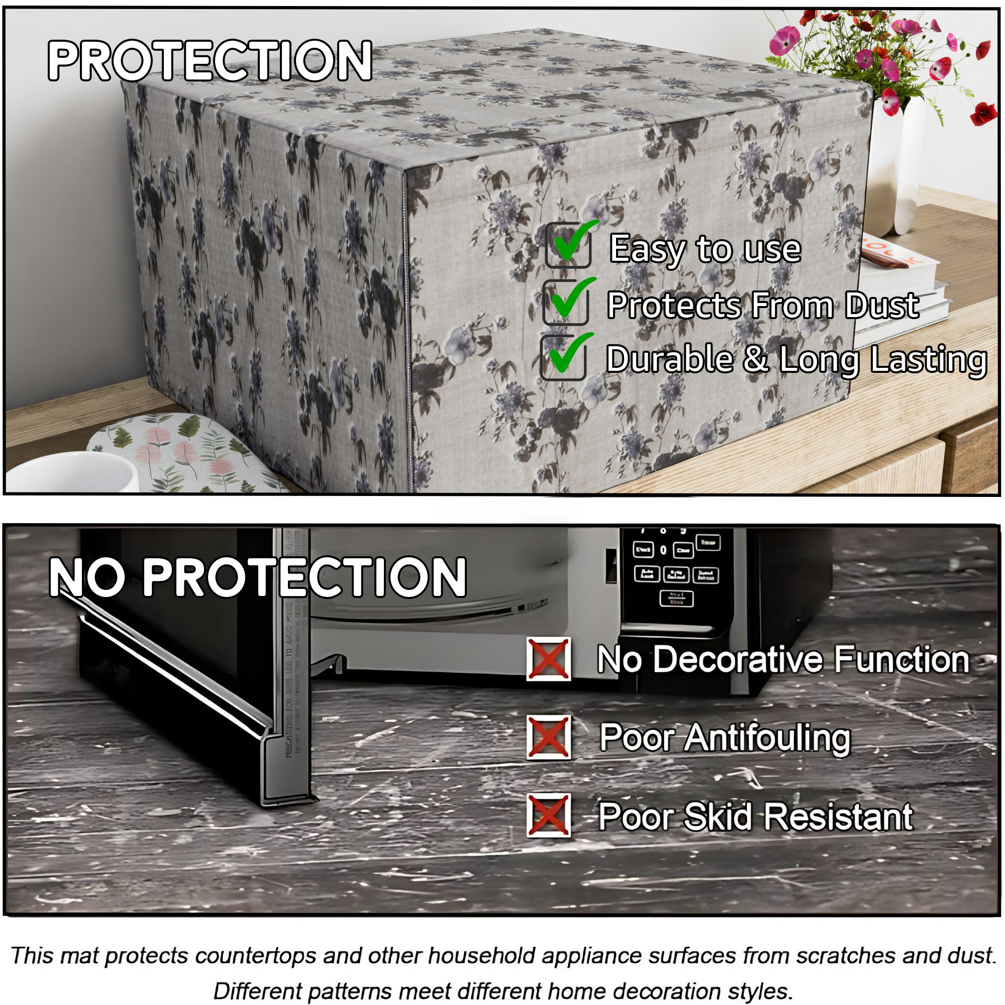Kuber Industries 25 Ltr Dustproof Full Microwave Cover  Otg Oven Accessories for Durable  Dustroof Kitchen Decor  Flowers Grey