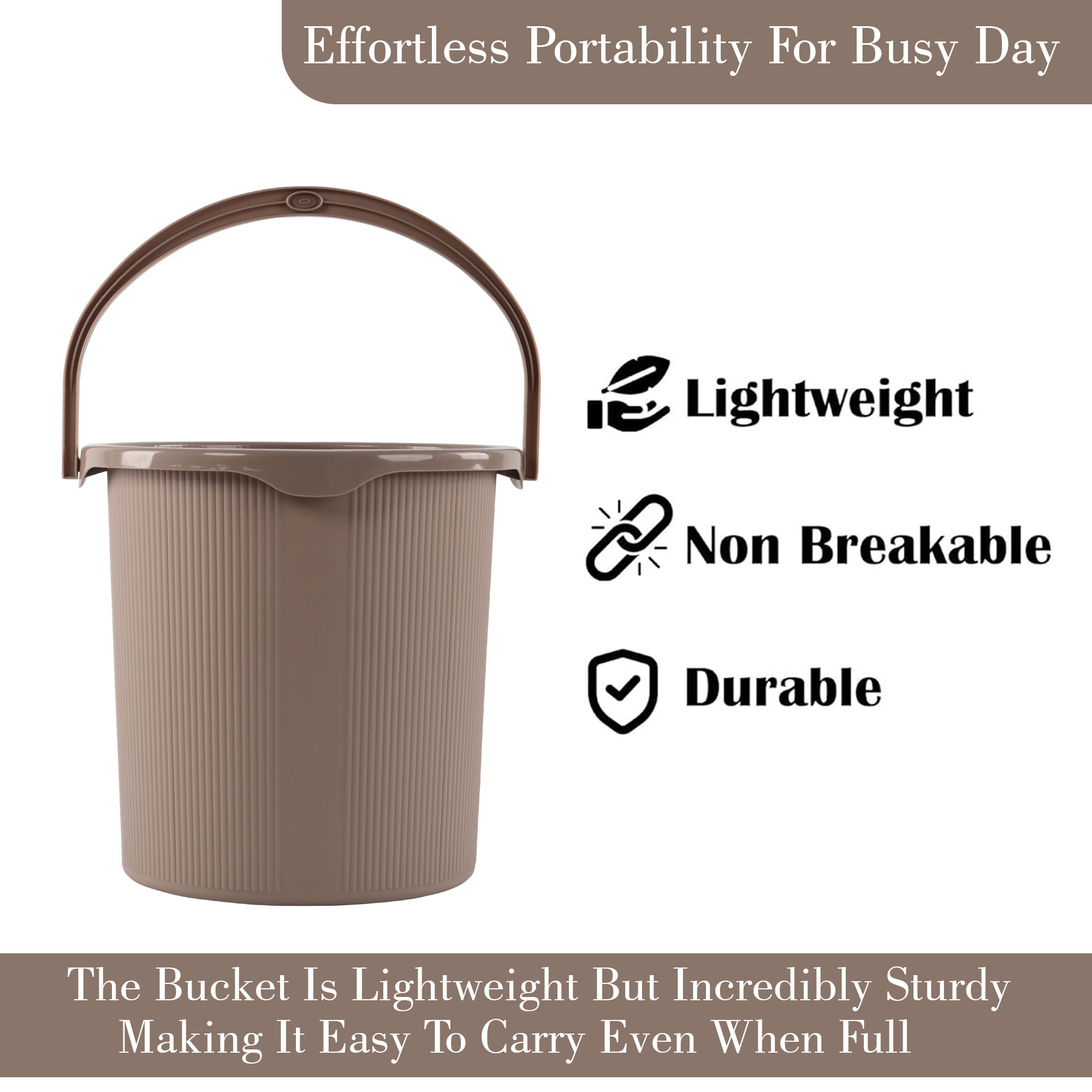 Kuber Industries 25 Ltr Plastic Bucket for Bathroom  Sturdy and Easy Grip Handle  Big Bucket for Bathing  Water Storage Bucket for Home  Bathroom BucketforShower  Magnite 25  Beige