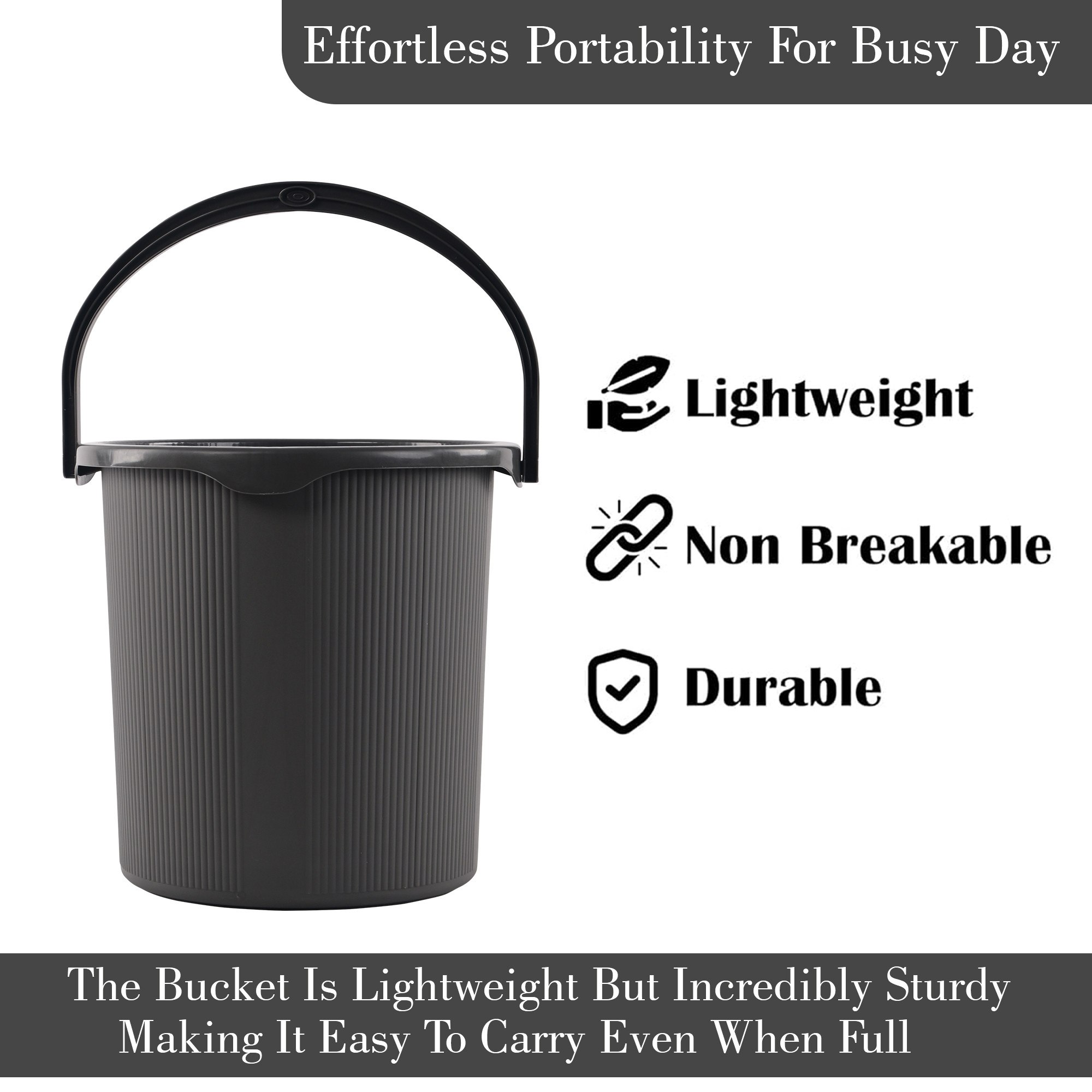 Kuber Industries 25 Ltr Plastic Bucket for Bathroom  Sturdy and Easy Grip Handle  Big Bucket for Bathing  Water Storage Bucket for Home  Bathroom BucketforShower  Magnite 25  Grey
