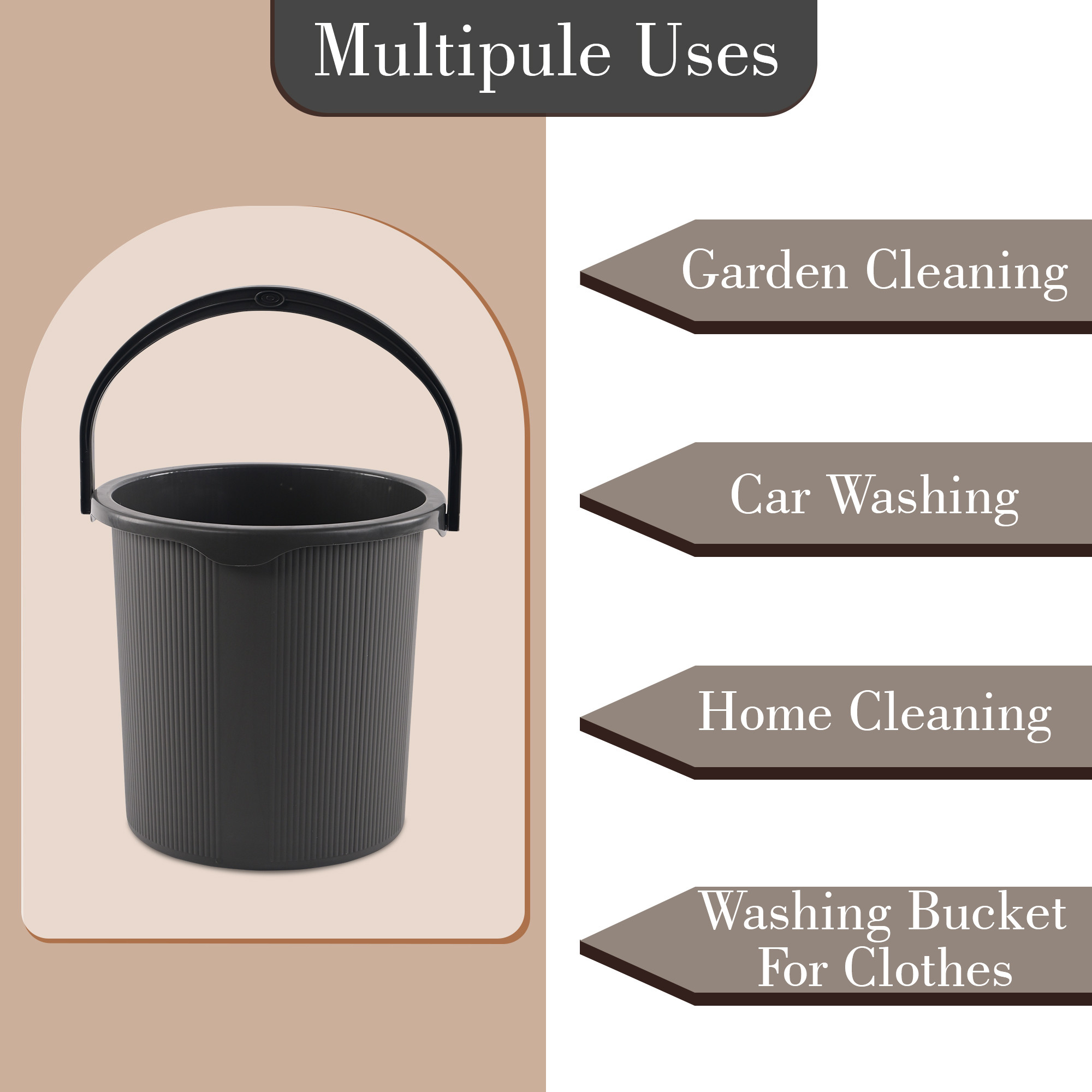 Kuber Industries 25 Ltr Plastic Bucket for Bathroom  Sturdy and Easy Grip Handle  Big Bucket for Bathing  Water Storage Bucket for Home  Bathroom BucketforShower  Magnite 25  Grey