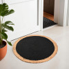 2x2 Feet Handwoven Jute Door Mats for Home Entrance | Aesthetic Round Floor Mat for Living Room, Bedroom & Office Decor | Perdan for Home | Braid Border - Brown & Black