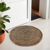 2x2 Feet Handwoven Jute Door Mats for Home Entrance | Aesthetic Round Floor Mat for Living Room, Bedroom &amp; Office Decor | Perdan for Home | Spiral - Black &amp; Brown
