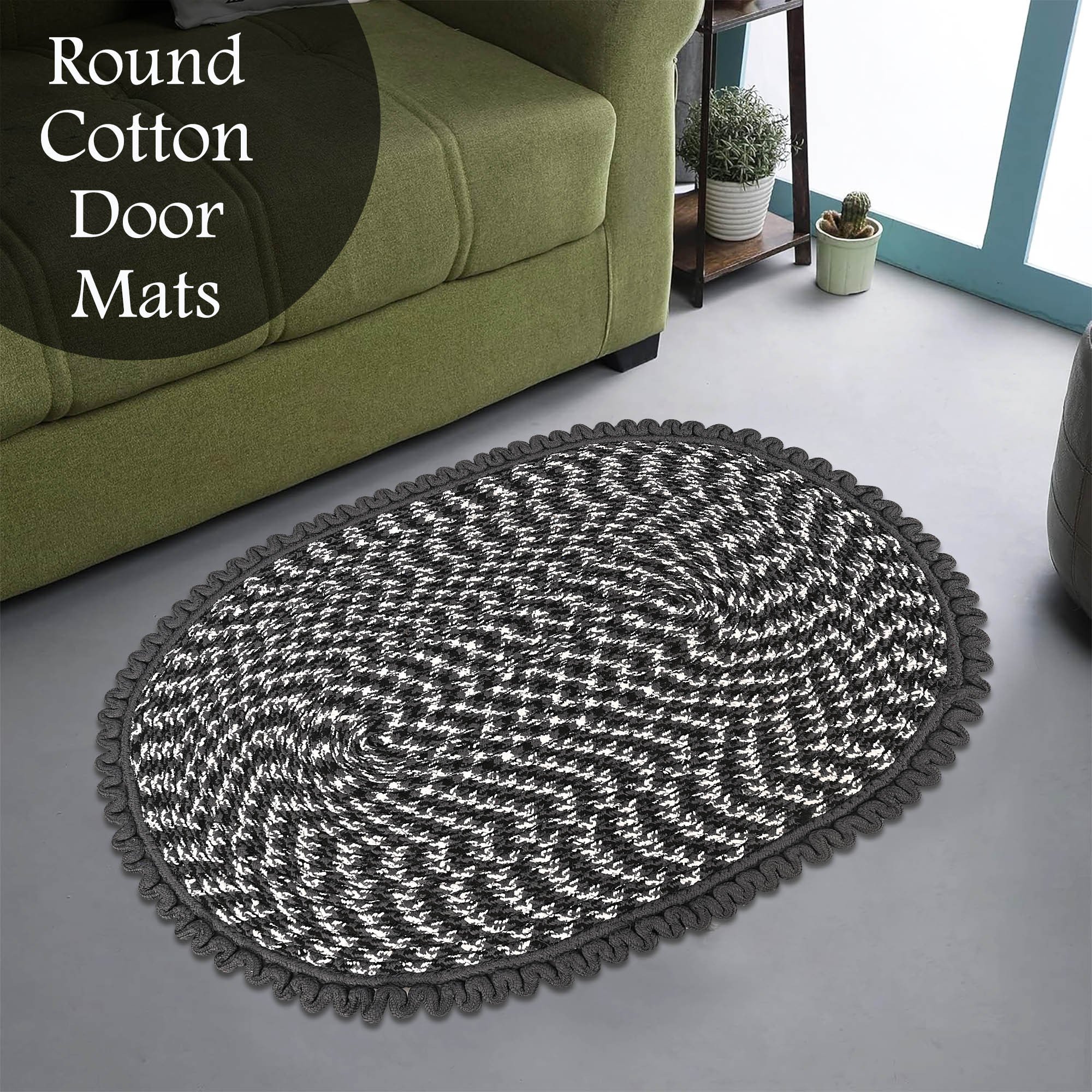 Kuber Industries 2x3 Feet Oval Door  Bathroom Mat Perfect for Indoor  Outdoor Use  Washable Kitchen Mat for Floor  Bedside Rug  Balcony Paidan  Spiral Design - Grey  White