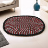 2x3 Feet Oval Door &amp; Bathroom Mat Perfect for Indoor &amp; Outdoor Use | Washable Kitchen Mat for Floor | Bedside Rug &amp; Balcony Paidan | Spiral Design -Black &amp; Red