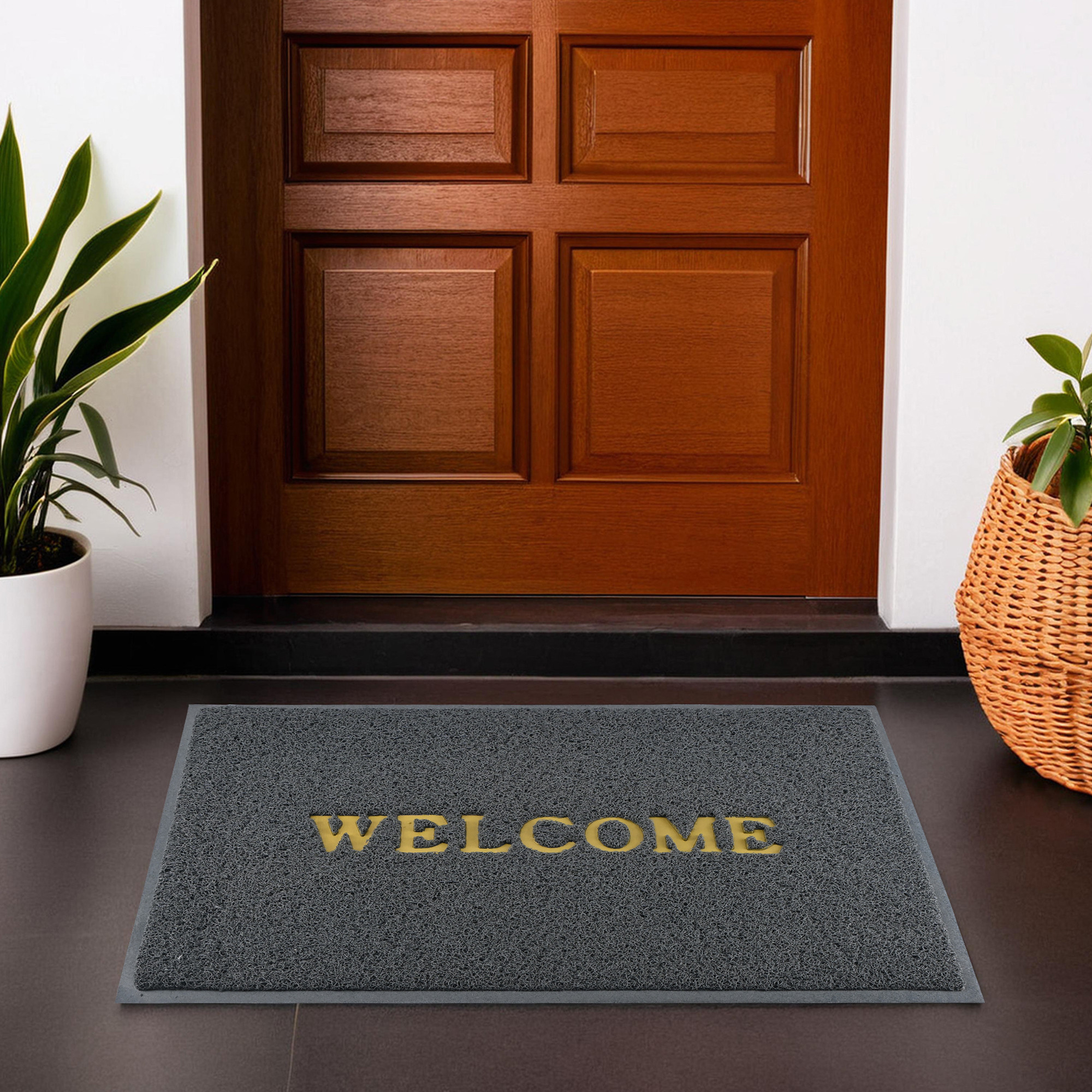 Kuber Industries 2x3 ft Rubber Doormats for Main Door Entrance  Balcony  Large Size Weather-Resistant Floor Mats for Home  Hotels  Ideal for Indoor  Outdoor Use  Grey